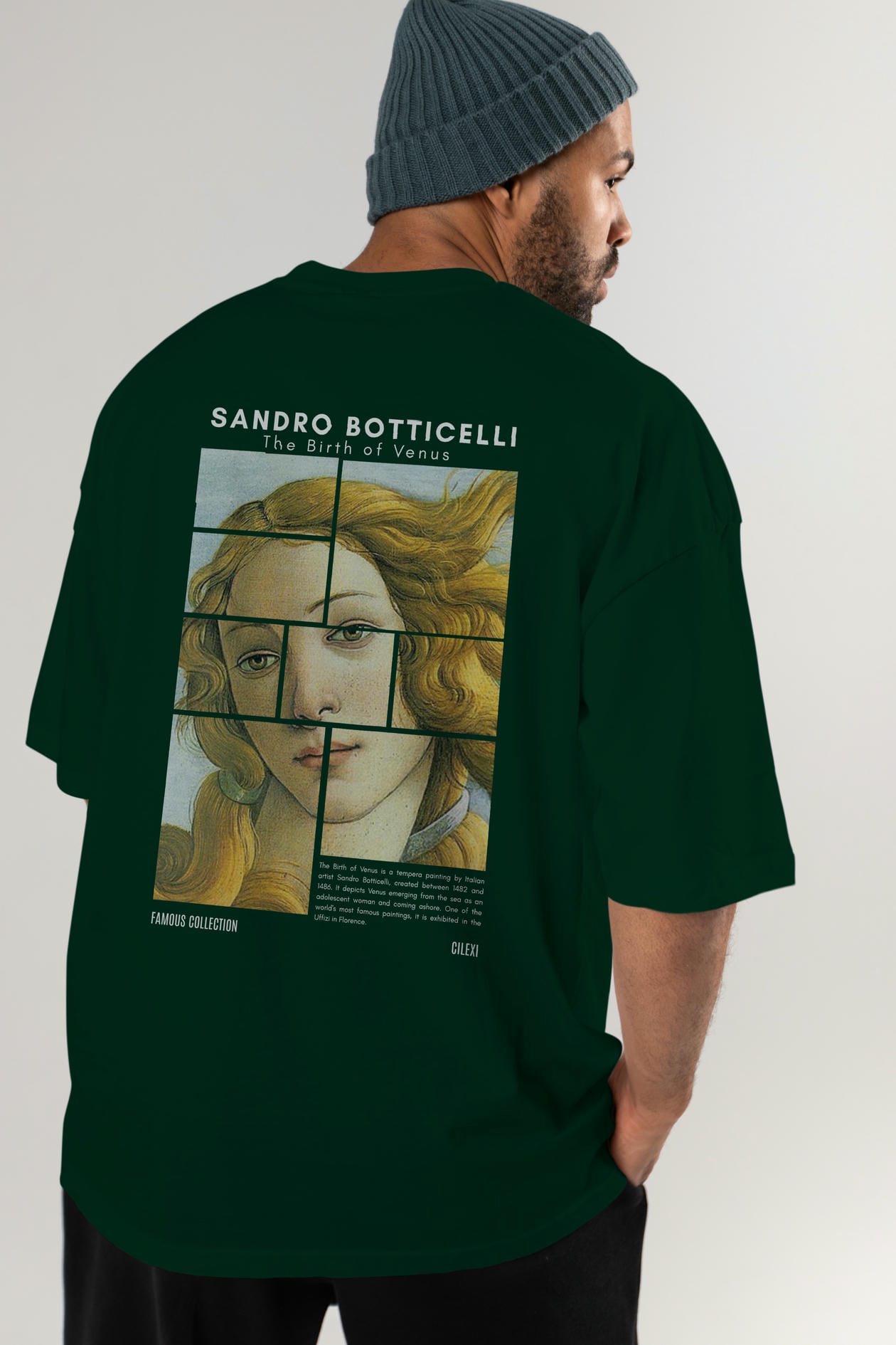 Sandro Botticelli Arka Baskılı Oversize t-shirt Erkek Kadın Bisiklet Yaka Pamuk tişort