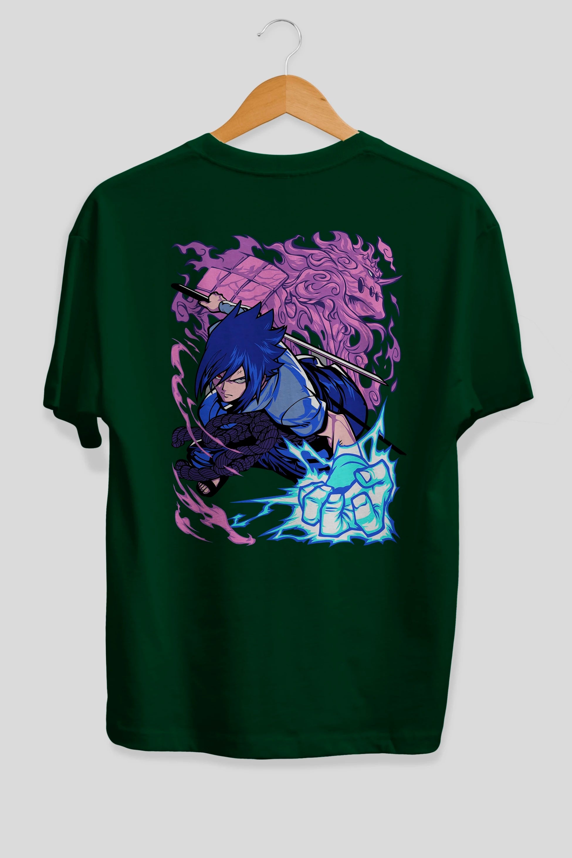 NARUTO SASUKE UCHIHA 2 Anime Arka Baskılı Oversize t-shirt Erkek Kadın Unisex