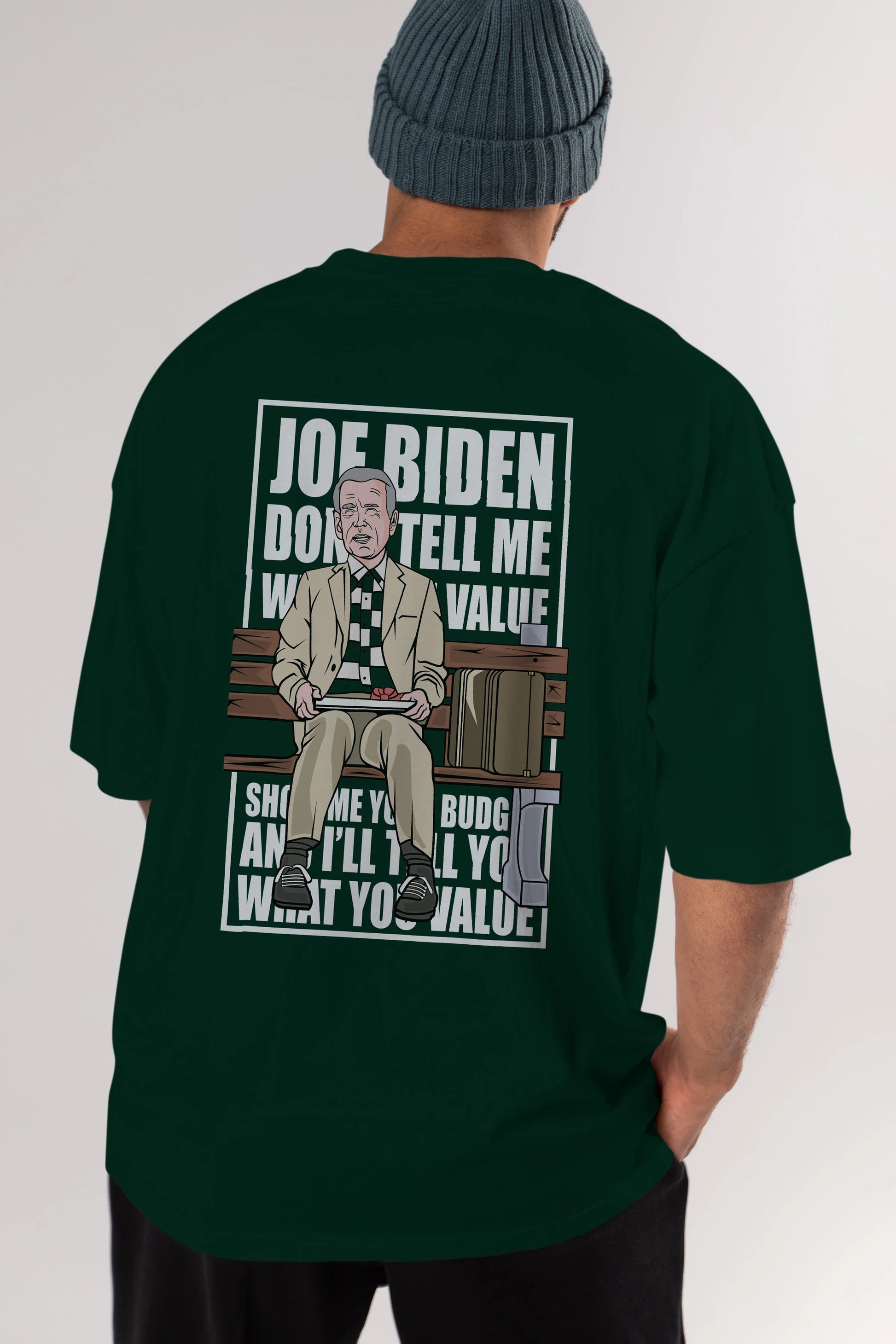 Joe Biden Forest Gump Arka Baskılı Oversize t-shirt Erkek Kadın Unisex %100 Pamuk tişort