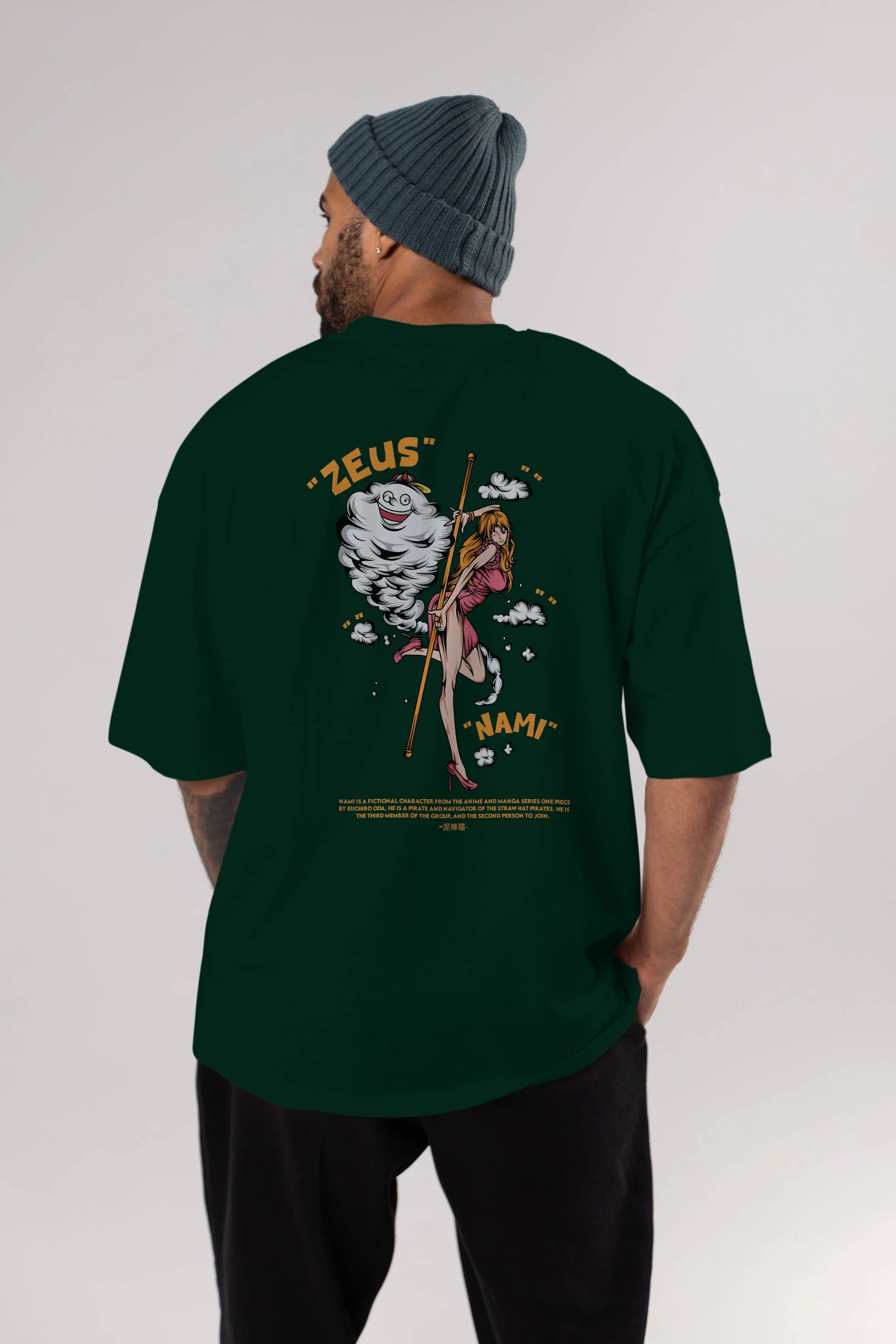 Zeus Nami Anime Arka Baskılı Oversize t-shirt Erkek Kadın Unisex