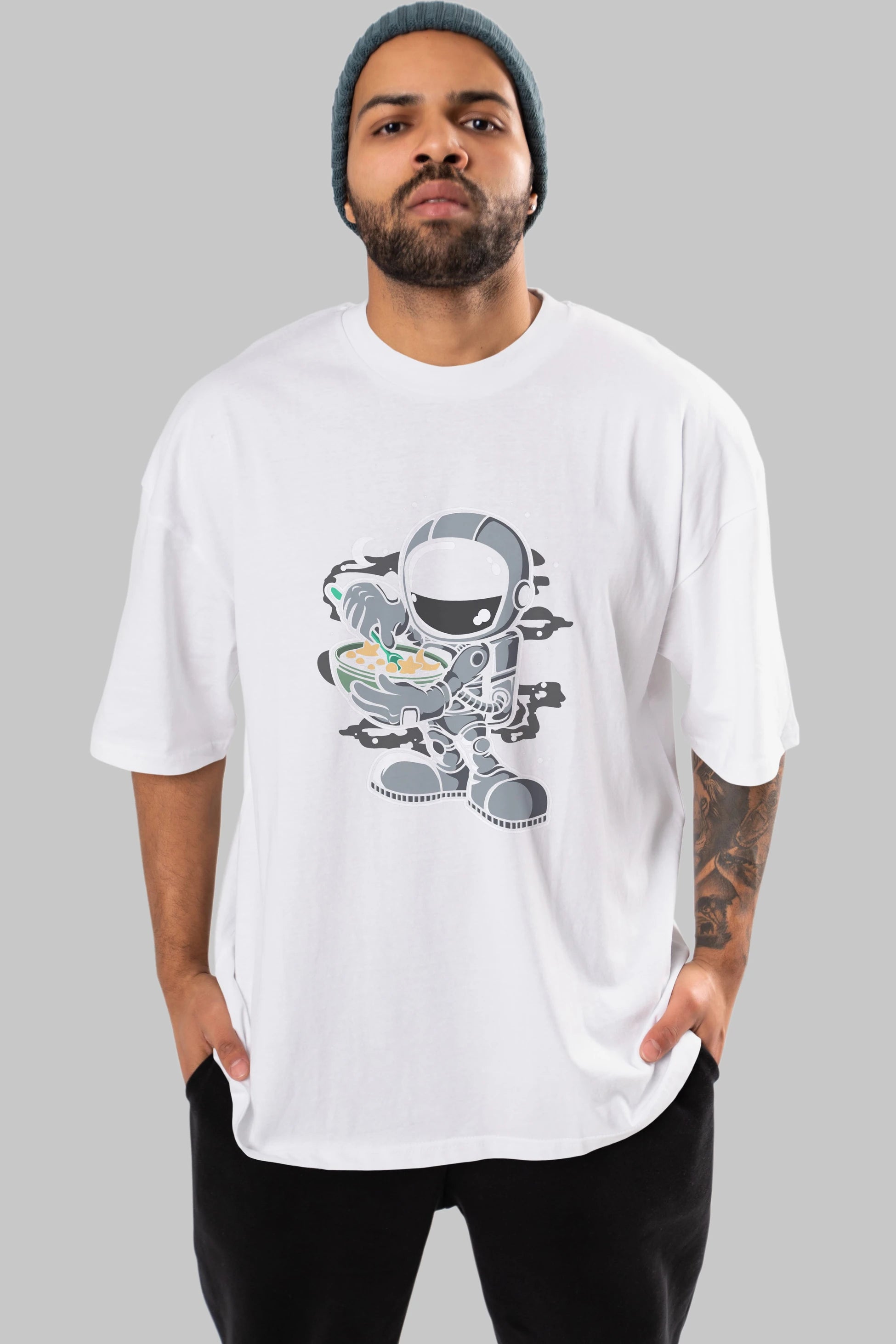 Astronaut Star Flakes Ön Baskılı Oversize t-shirt Erkek Kadın Unisex
