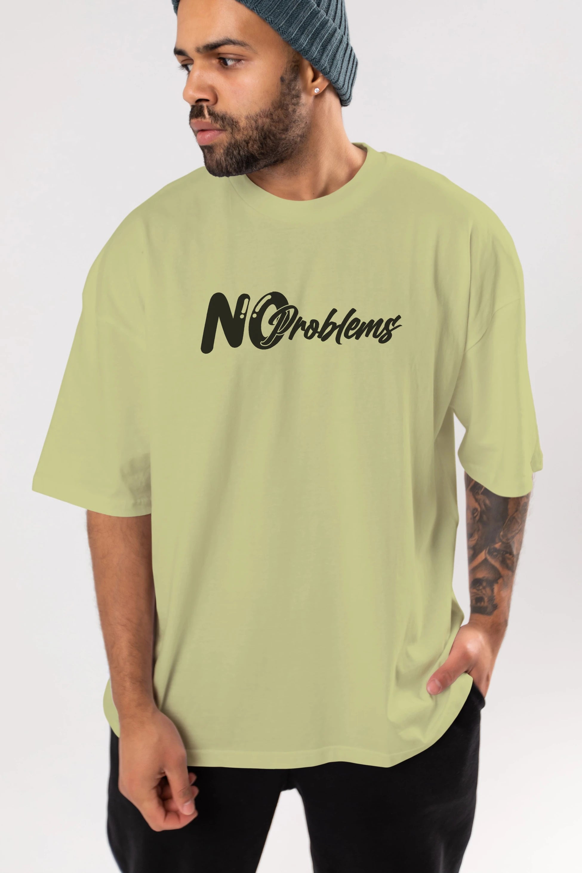 No Problems Ön Baskılı Oversize t-shirt %100 pamuk Erkek Kadın Unisex