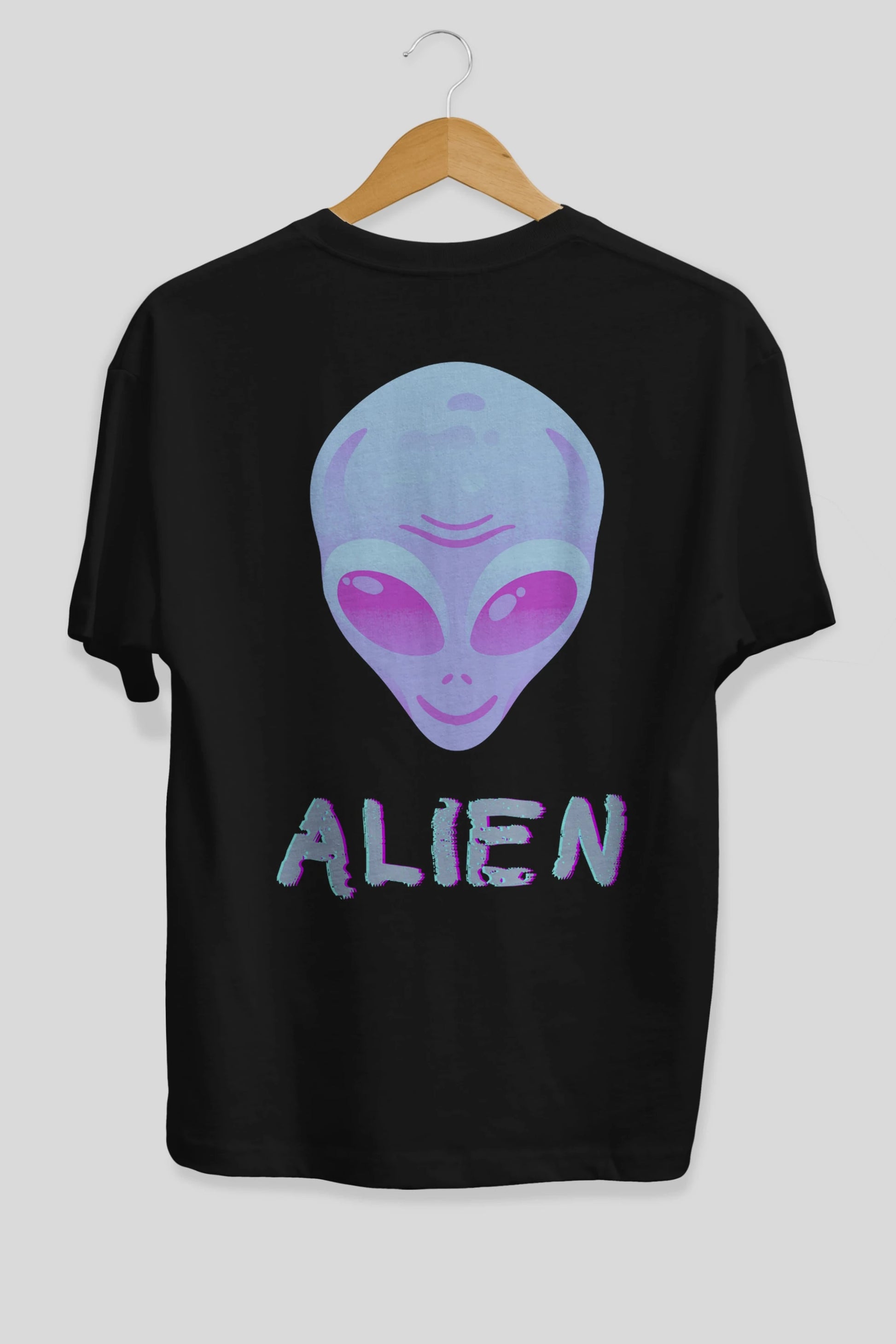 Alien Arka Baskılı Oversize t-shirt Erkek Kadın Unisex