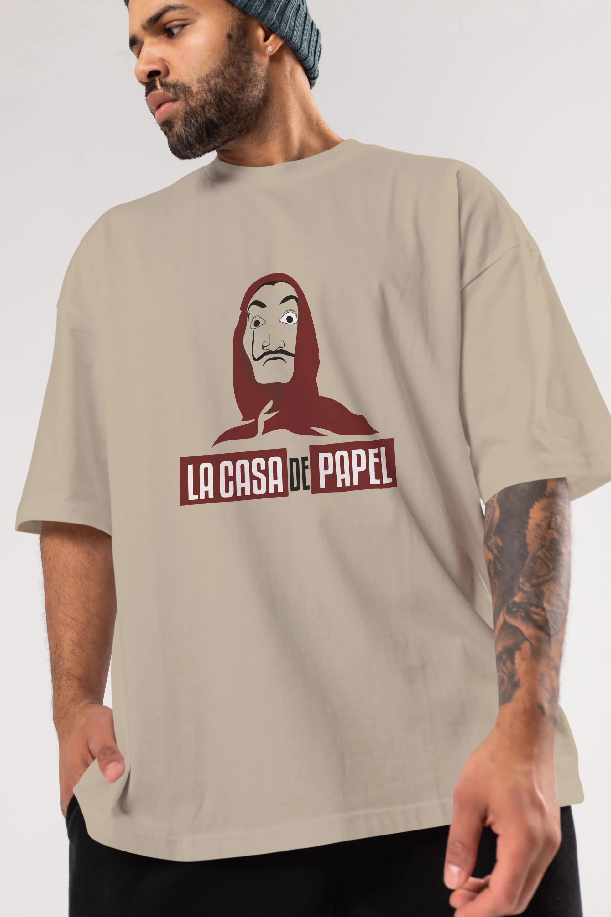 La Casa De Papel (1) Ön Baskılı Oversize t-shirt Erkek Kadın Unisex %100 Pamuk Bisiklet Yaka tişort