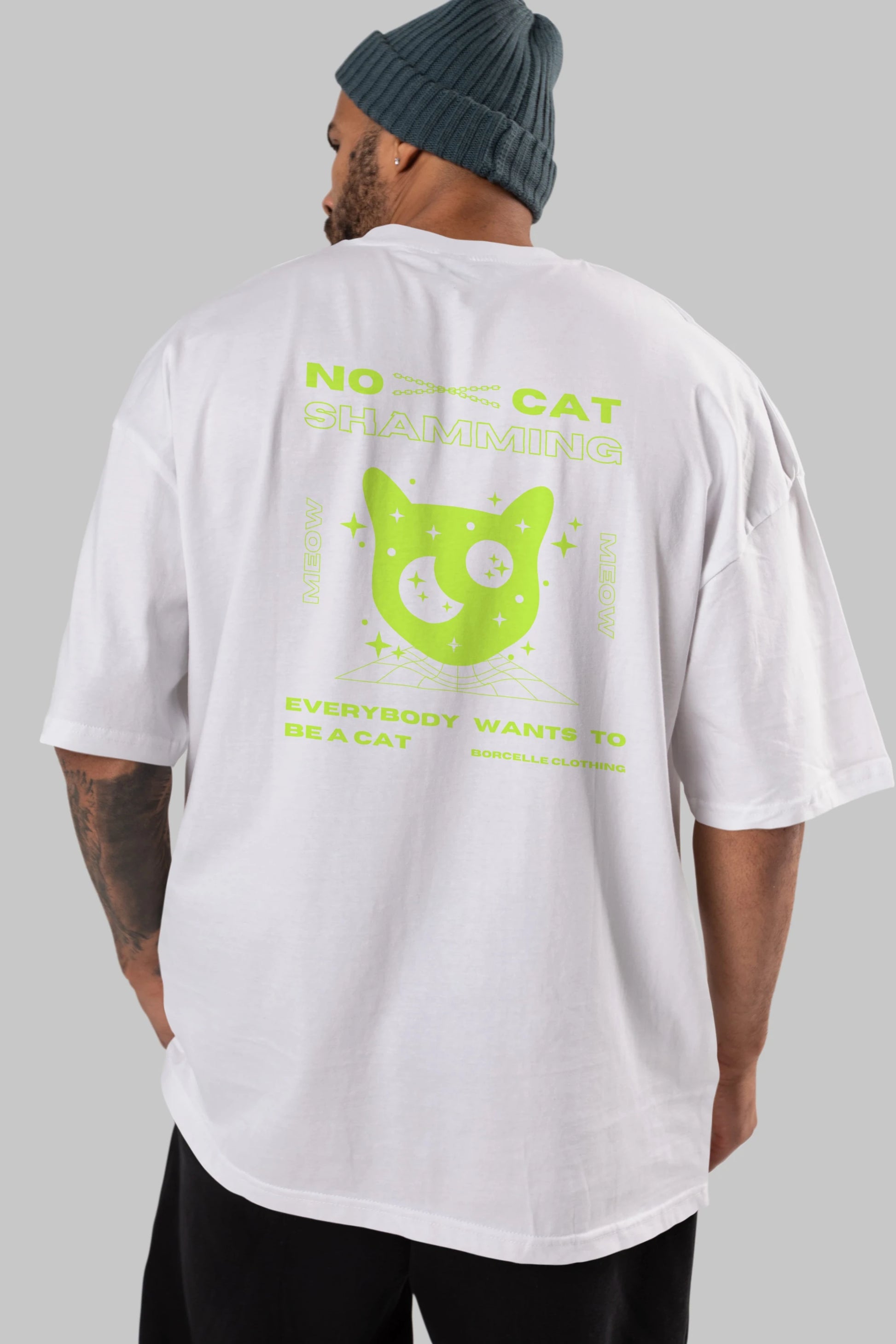 No Cat Shamming Yazılı Arka Baskılı Oversize t-shirt Erkek Kadın Unisex
