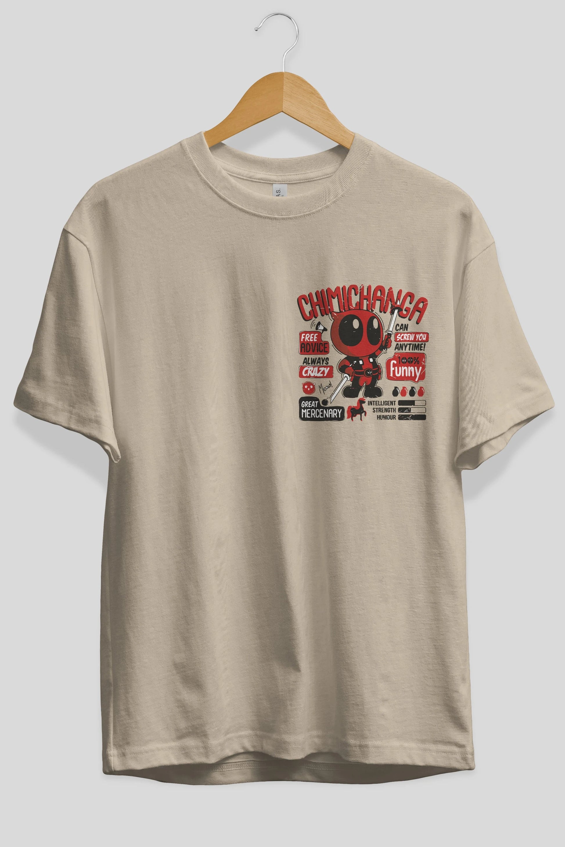 Deadpool (9) Ön Sol Baskılı Oversize t-shirt Erkek Kadın Unisex %100 Pamuk Bisiklet Yaka tişort