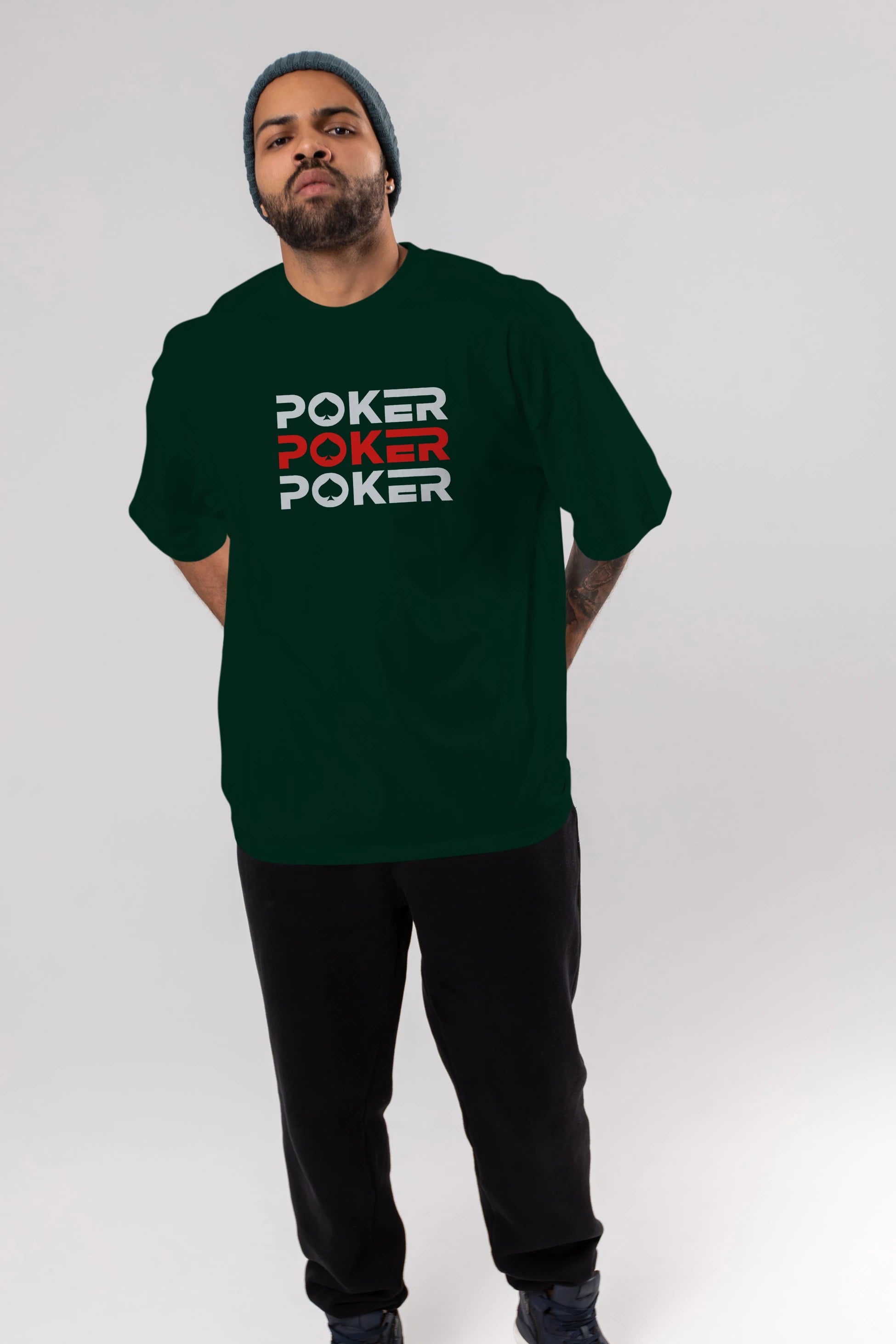 Poker Ön Baskılı Oversize t-shirt Erkek Kadın Unisex