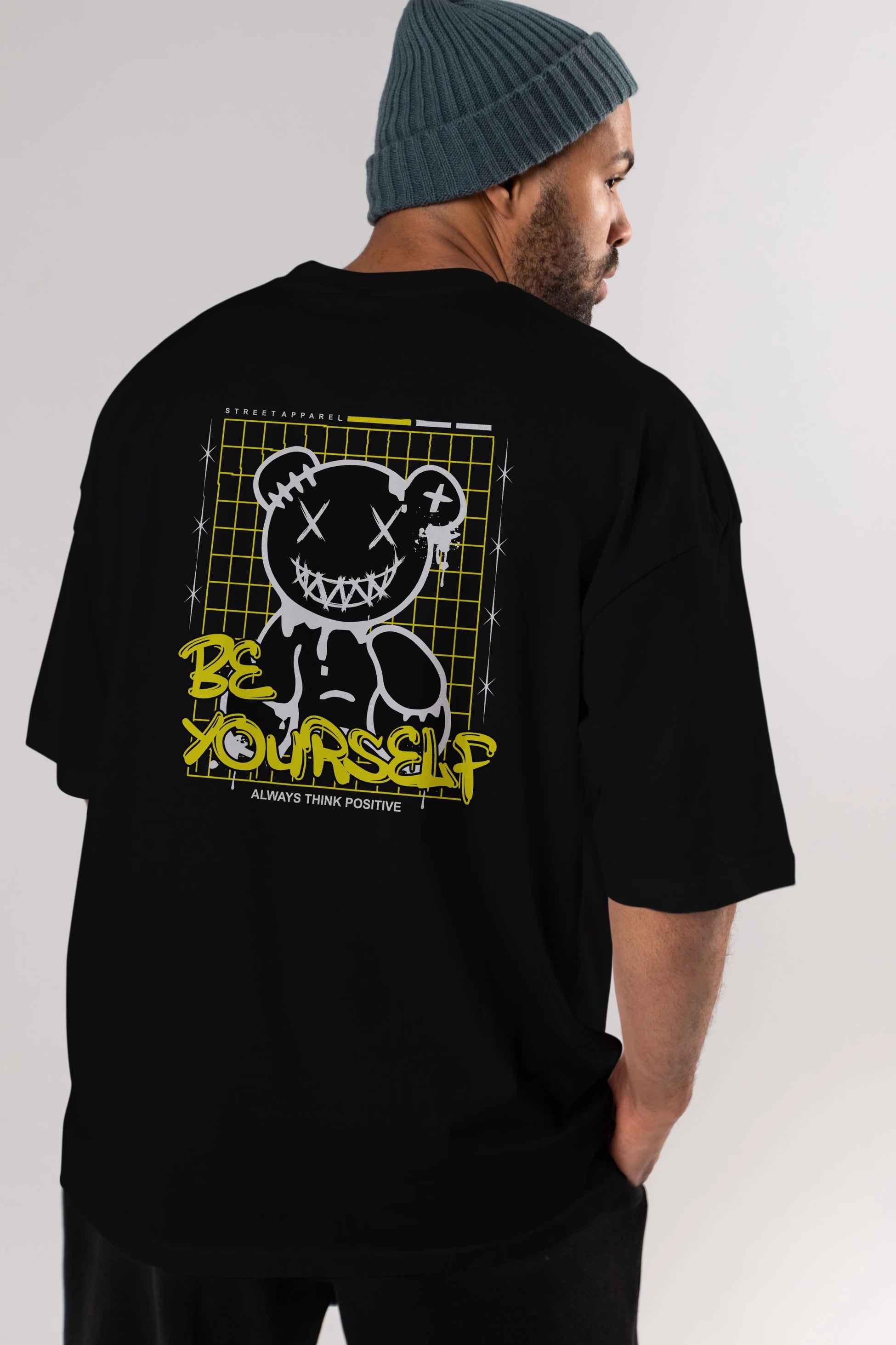 Teddy Bear Be Yourself Arka Baskılı Oversize t-shirt Erkek Kadın Unisex