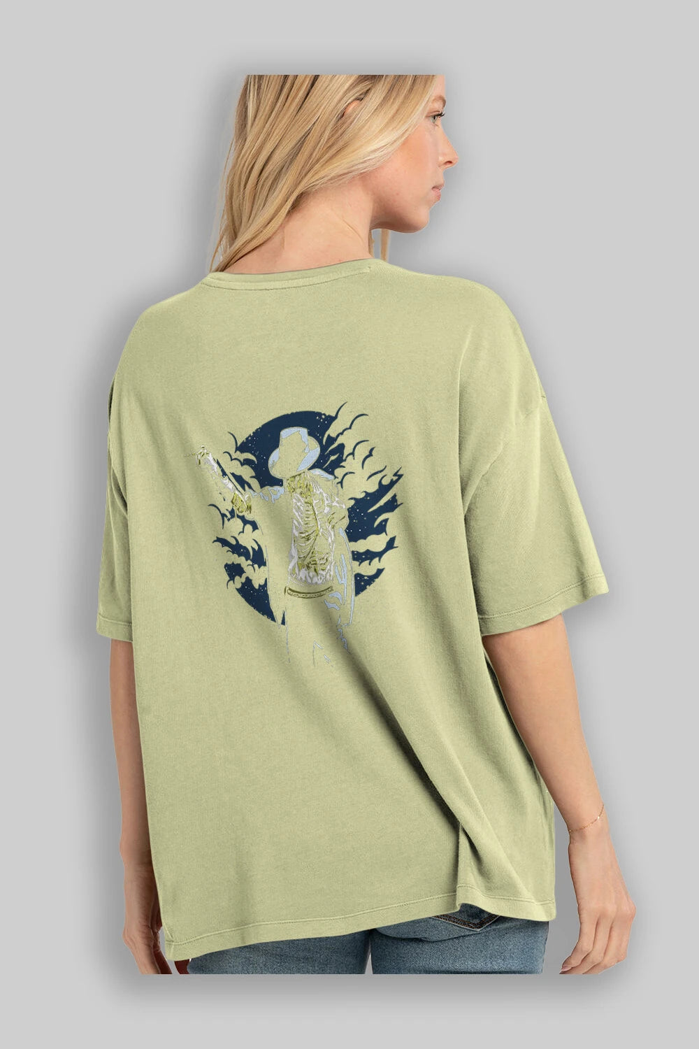 Zombie Pop Arka Baskılı Oversize t-shirt Erkek Kadın Unisex %100 Pamuk