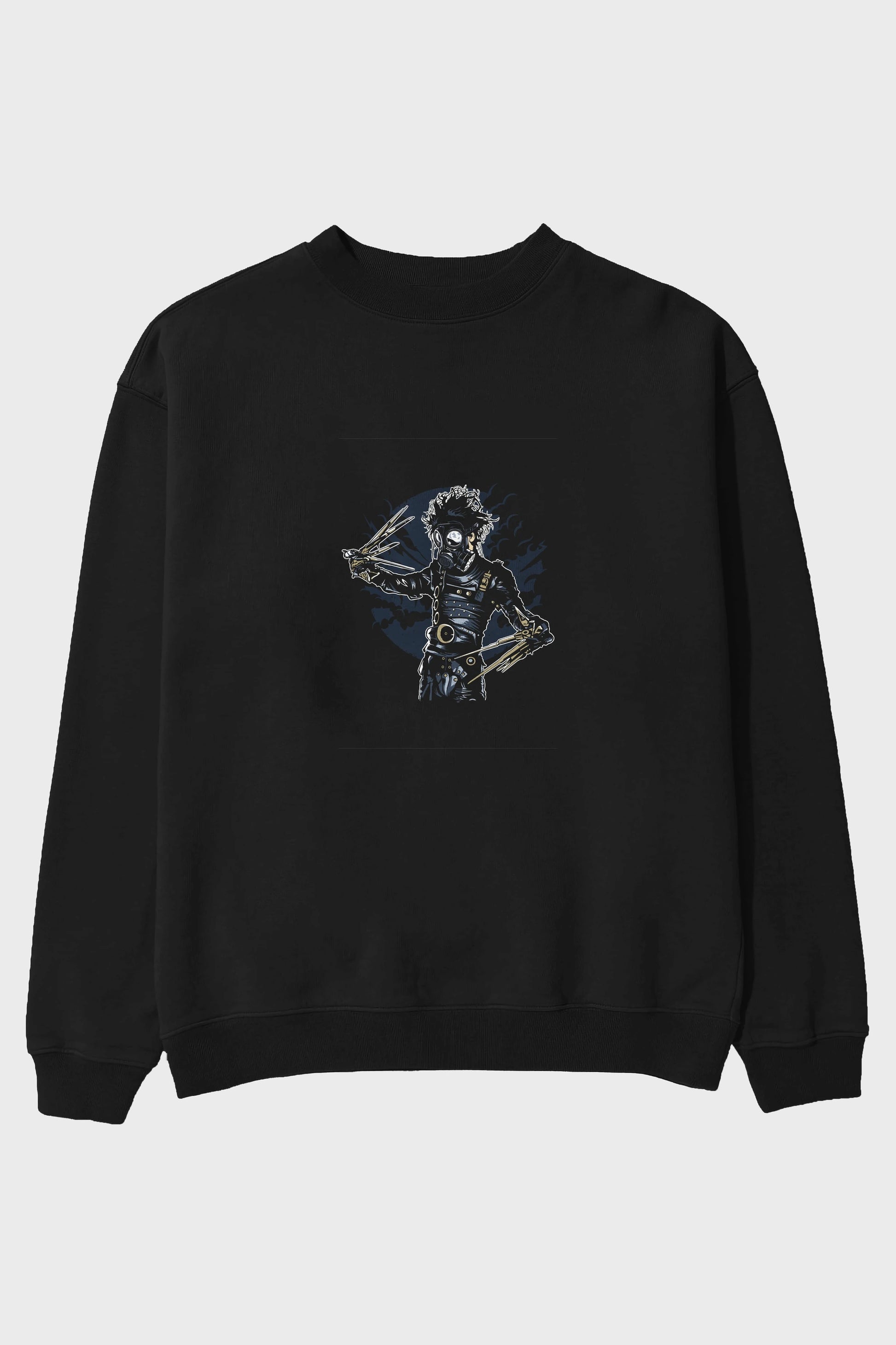 Gas Mask Scissors Ön Baskılı Oversize Sweatshirt Erkek Kadın Unisex