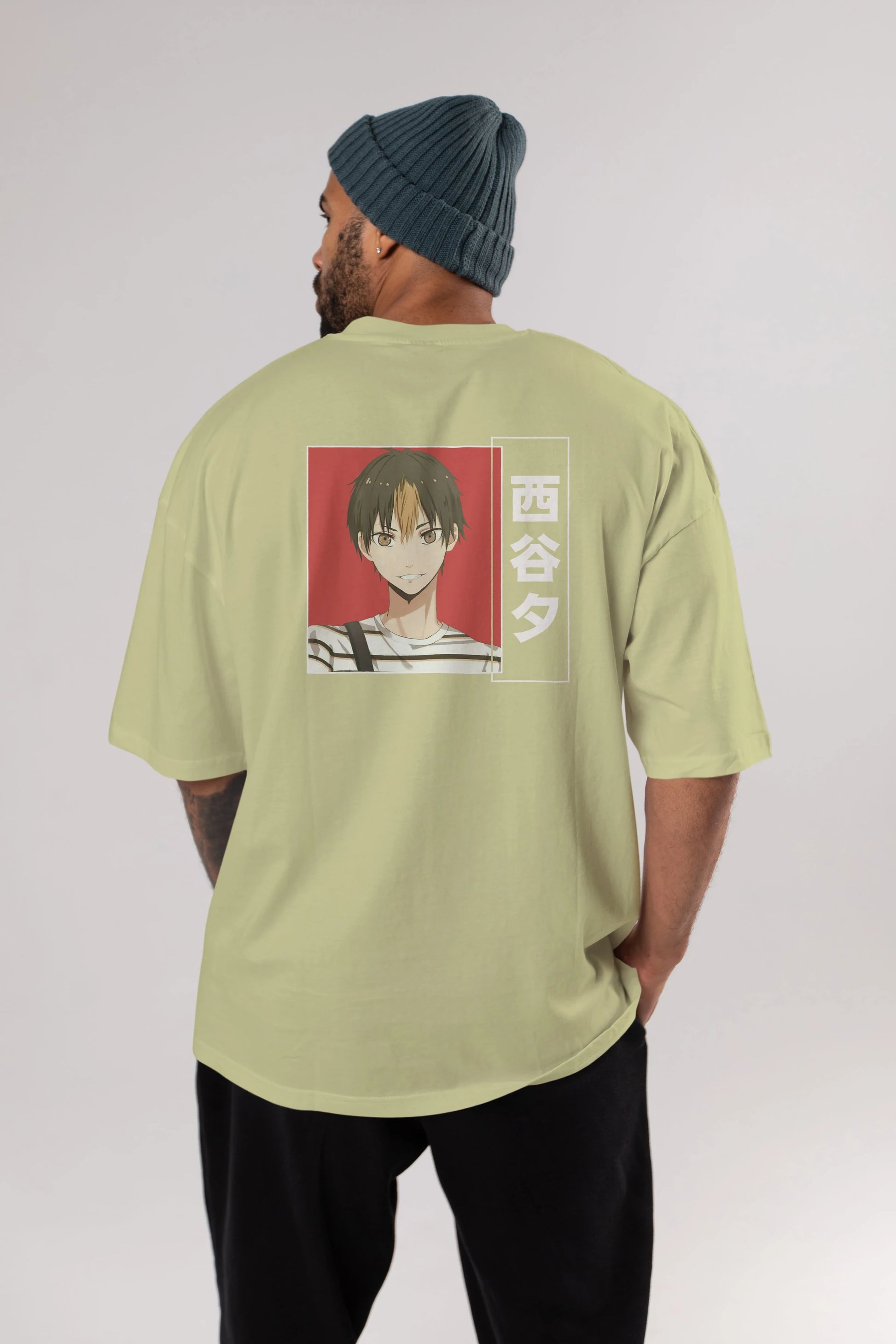 Yuu Nishinoya 1 Anime Arka Baskılı Oversize t-shirt Erkek Kadın Unisex