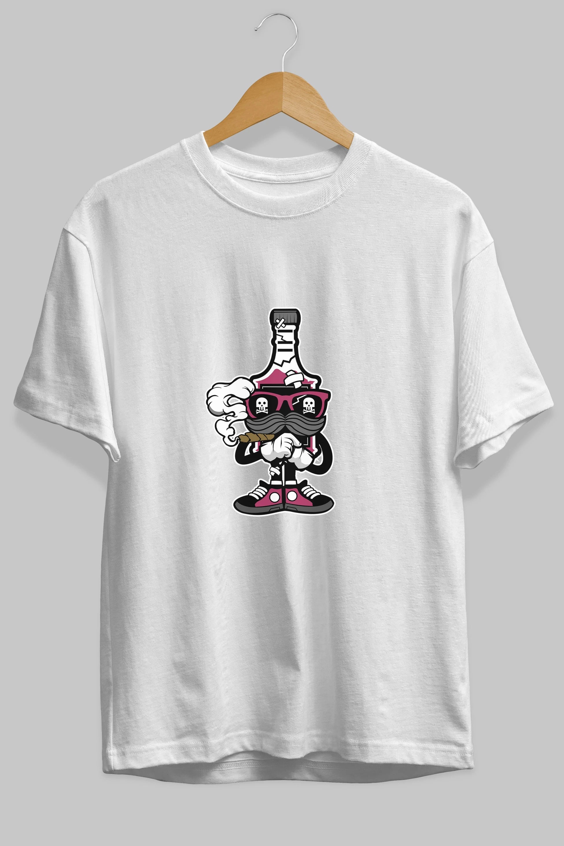 Vodka Bottle Ön Baskılı Oversize t-shirt Erkek Kadın Unisex %100 Pamuk tişort