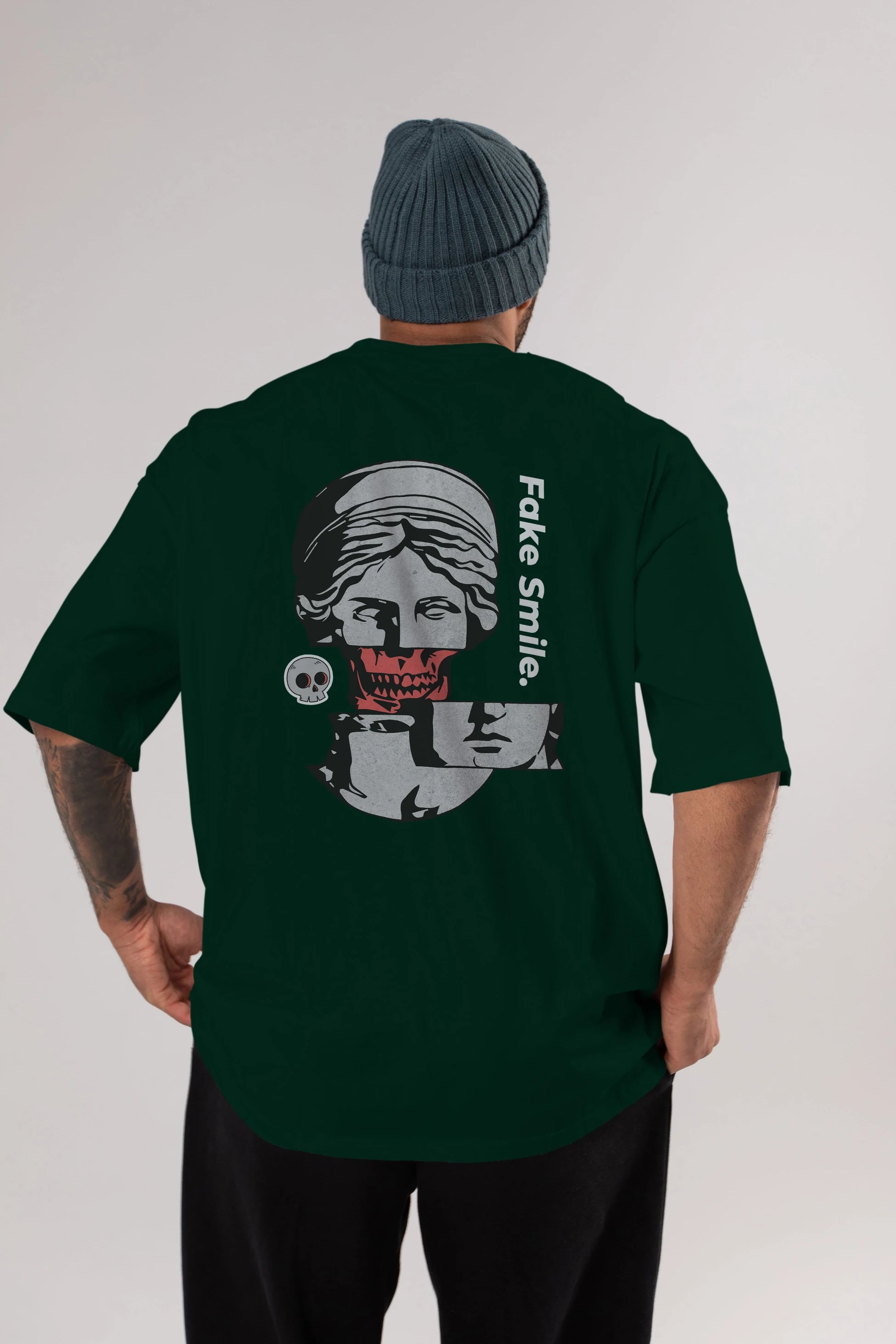 Fake Smile Yazılı Arka Baskılı Oversize t-shirt Erkek Kadın Unisex