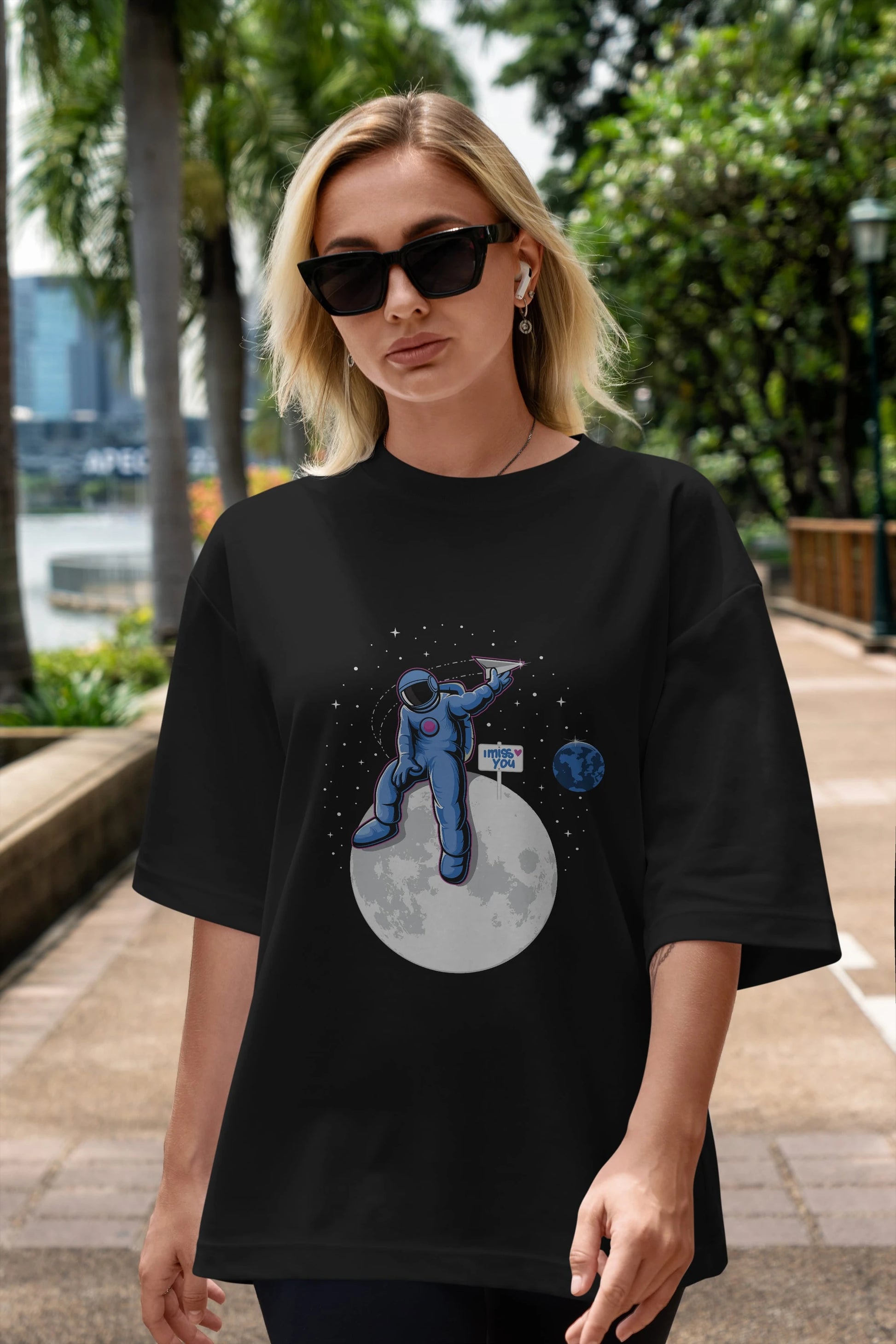 Astro Missing Earth Ön Baskılı Oversize t-shirt Erkek Kadın Unisex