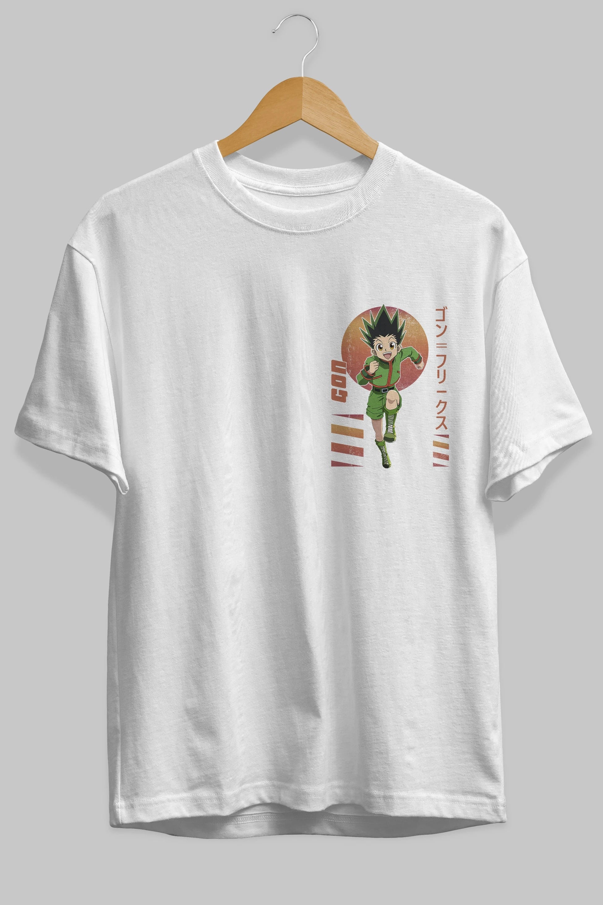 Gon Freecss HUNTER X HUNTER 2 Ön Sol Baskılı Oversize t-shirt Erkek Kadın Unisex %100 Pamuk Bisiklet Yaka tişort