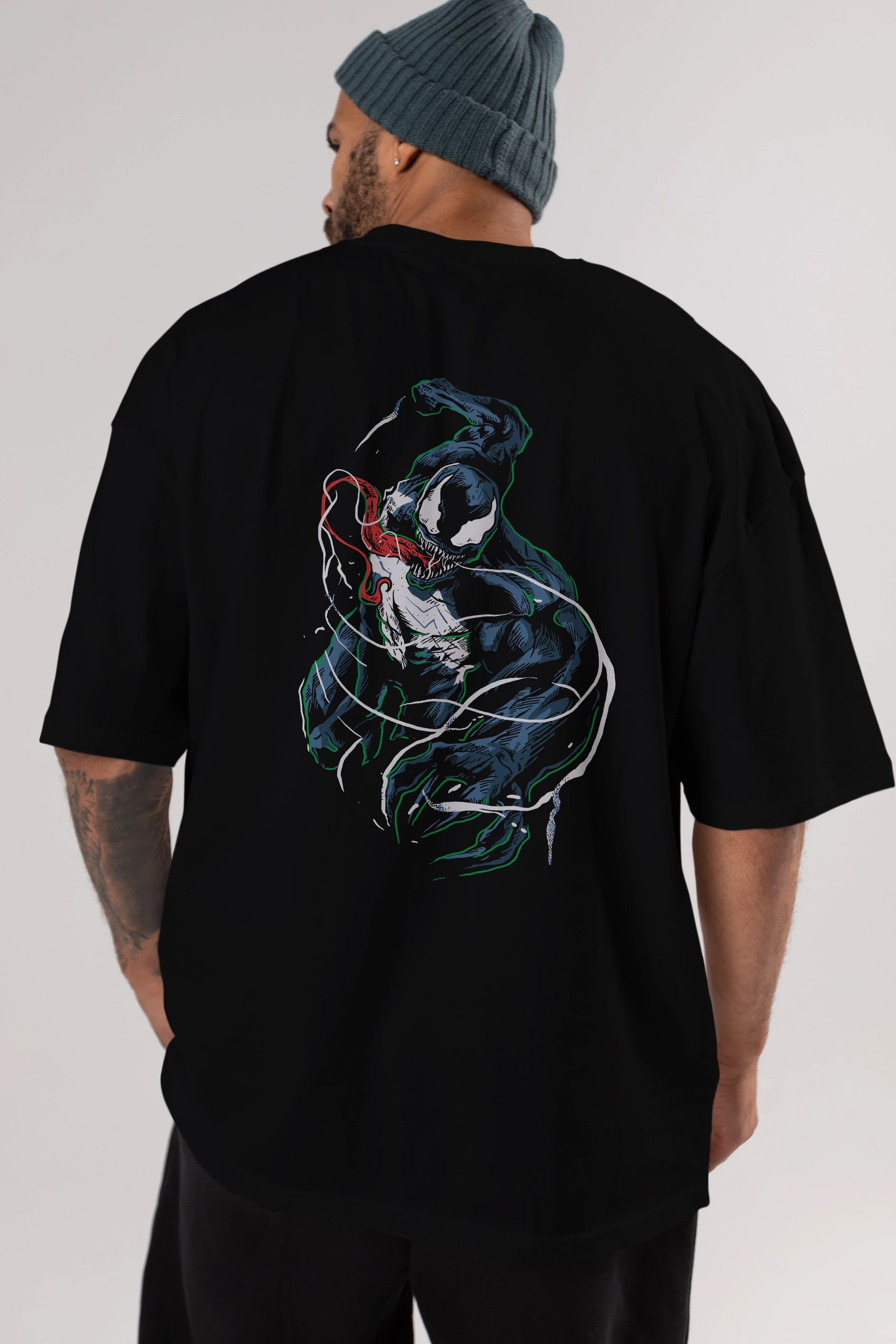 Venom (5) Arka Baskılı Oversize t-shirt Erkek Kadın Unisex %100 Pamuk Bisiklet Yaka tişort