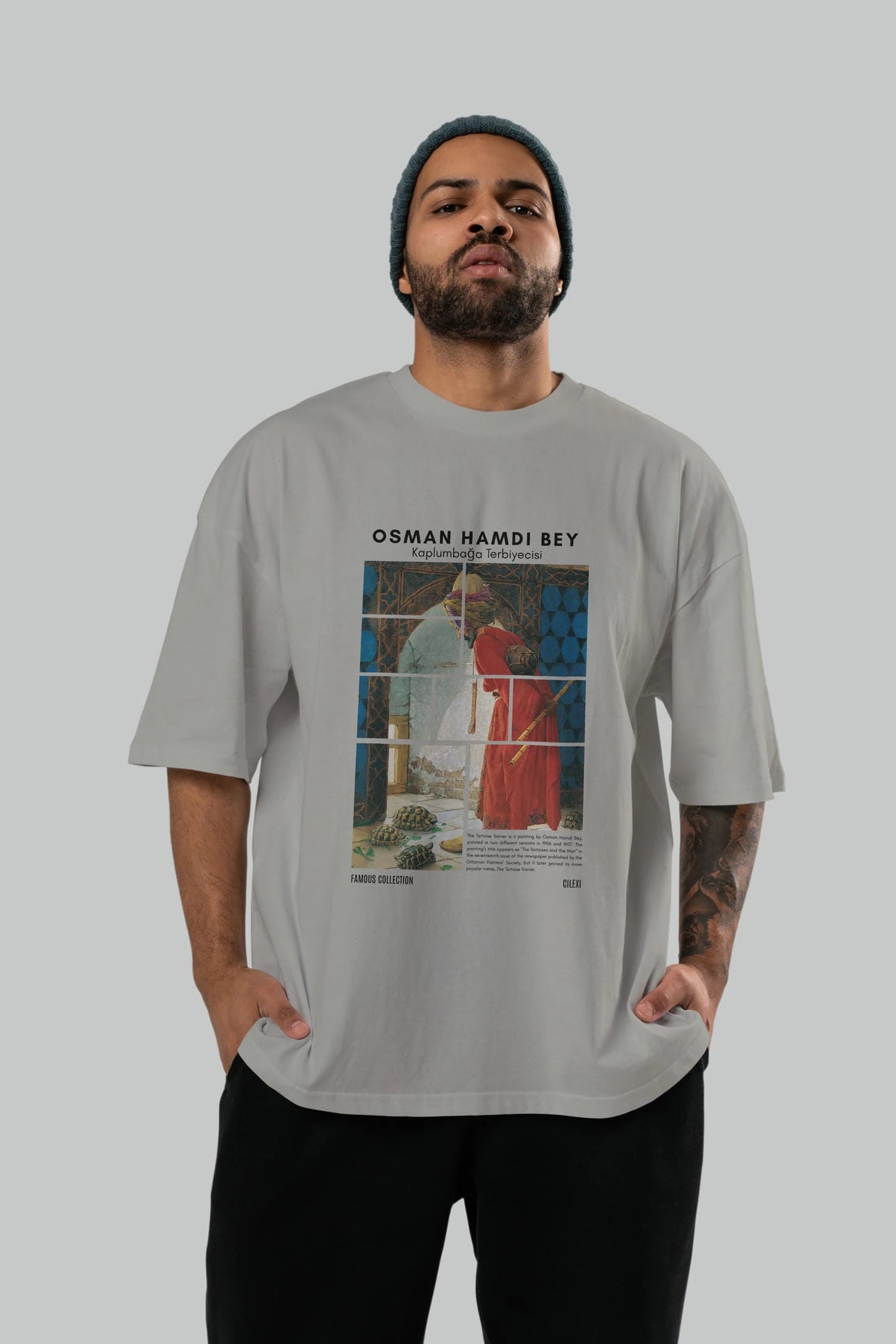 Osman Hamdi Bey ön Baskılı Oversize t-shirt Erkek Kadın Bisiklet Yaka Pamuk tişort