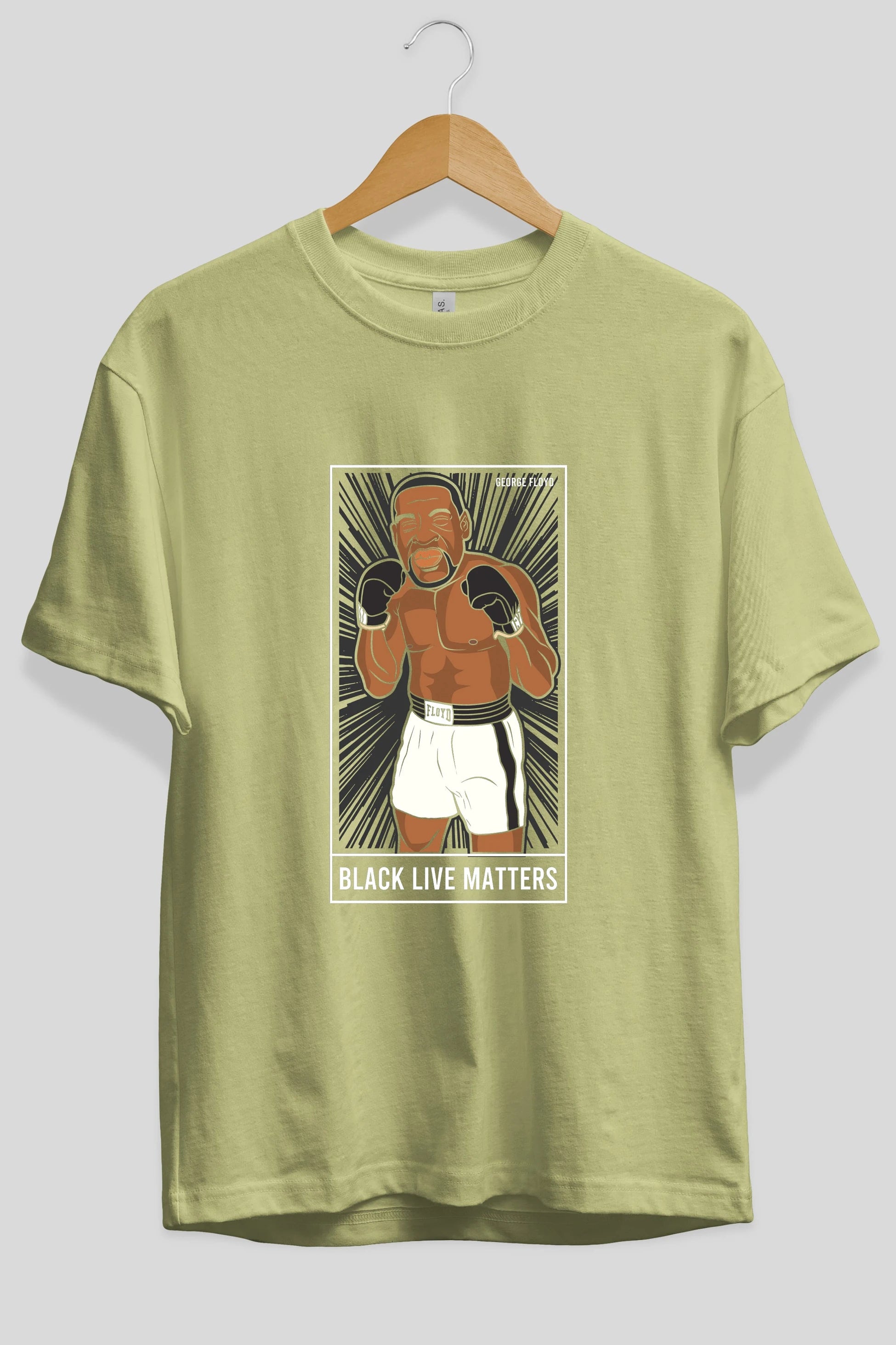 George Floyd Boxer Ön Baskılı Oversize t-shirt Erkek Kadın Unisex %100 Pamuk tişort
