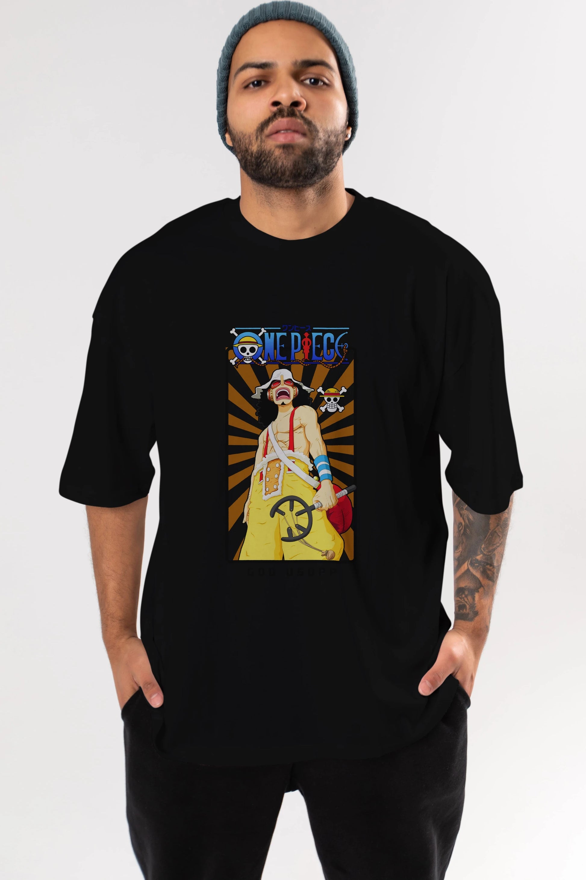 Usopp Anime Ön Baskılı Oversize t-shirt Erkek Kadın Unisex