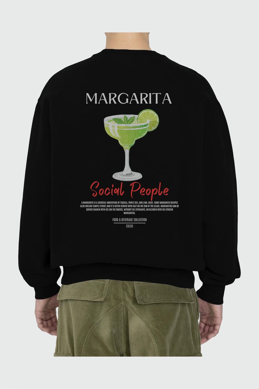 Margarita Arka Baskılı Oversize Sweatshirt Erkek Kadın Unisex