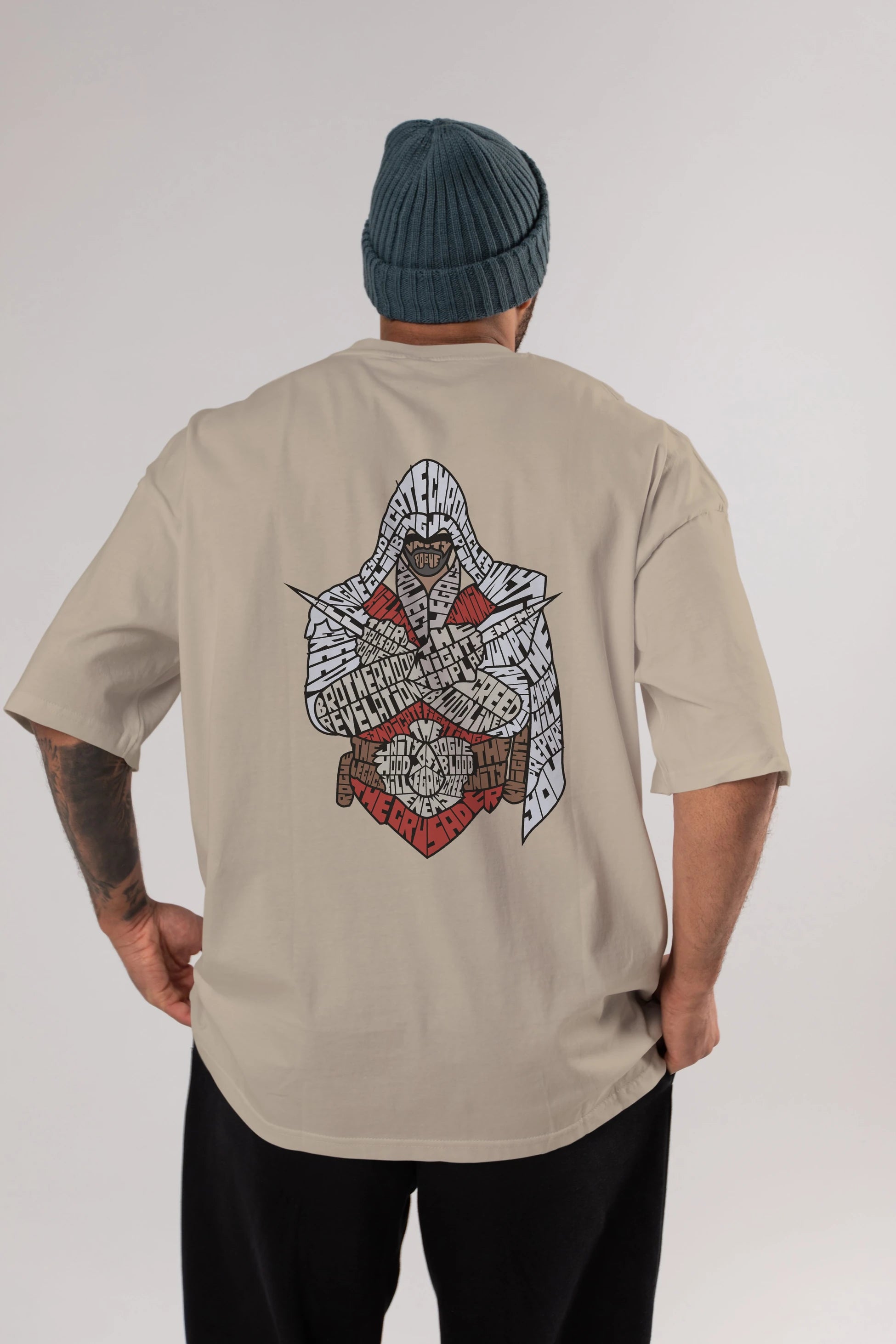 Assassins Arka Baskılı Oversize t-shirt %100 pamuk Erkek Kadın Unisex