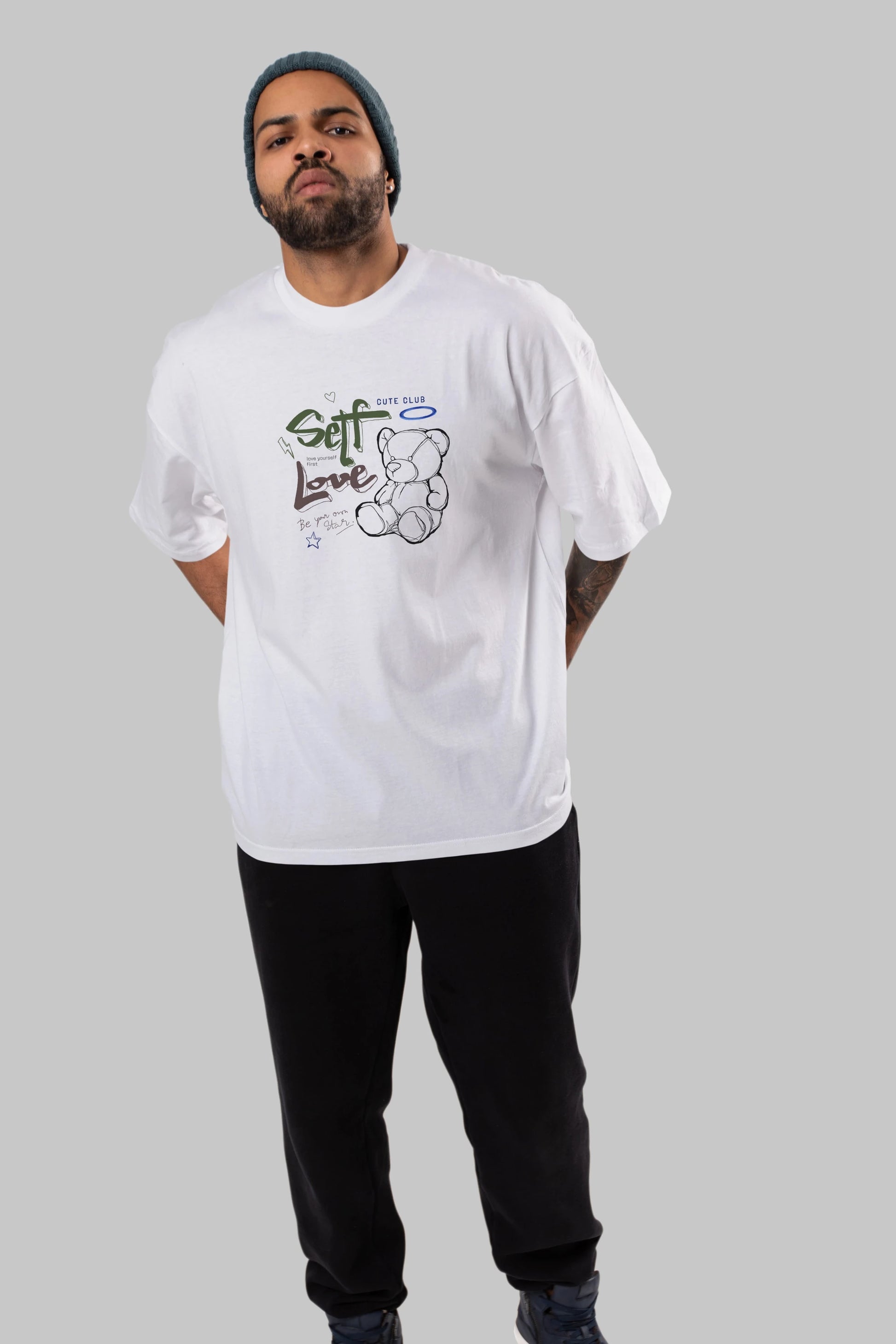 Self Love Bear Ön Baskılı Oversize t-shirt Erkek Kadın Unisex