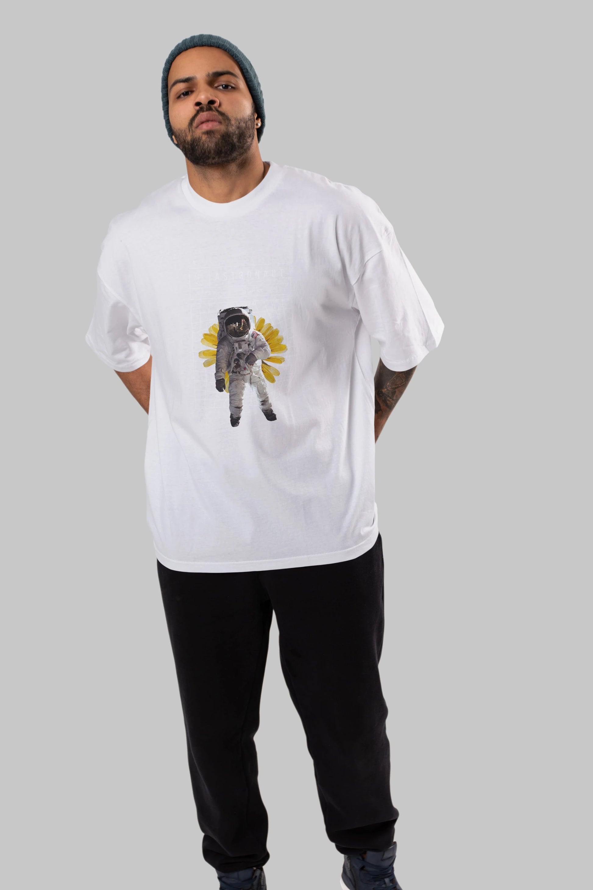 Astronaut Streetwear Ön Baskılı Oversize t-shirt Erkek Kadın Unisex