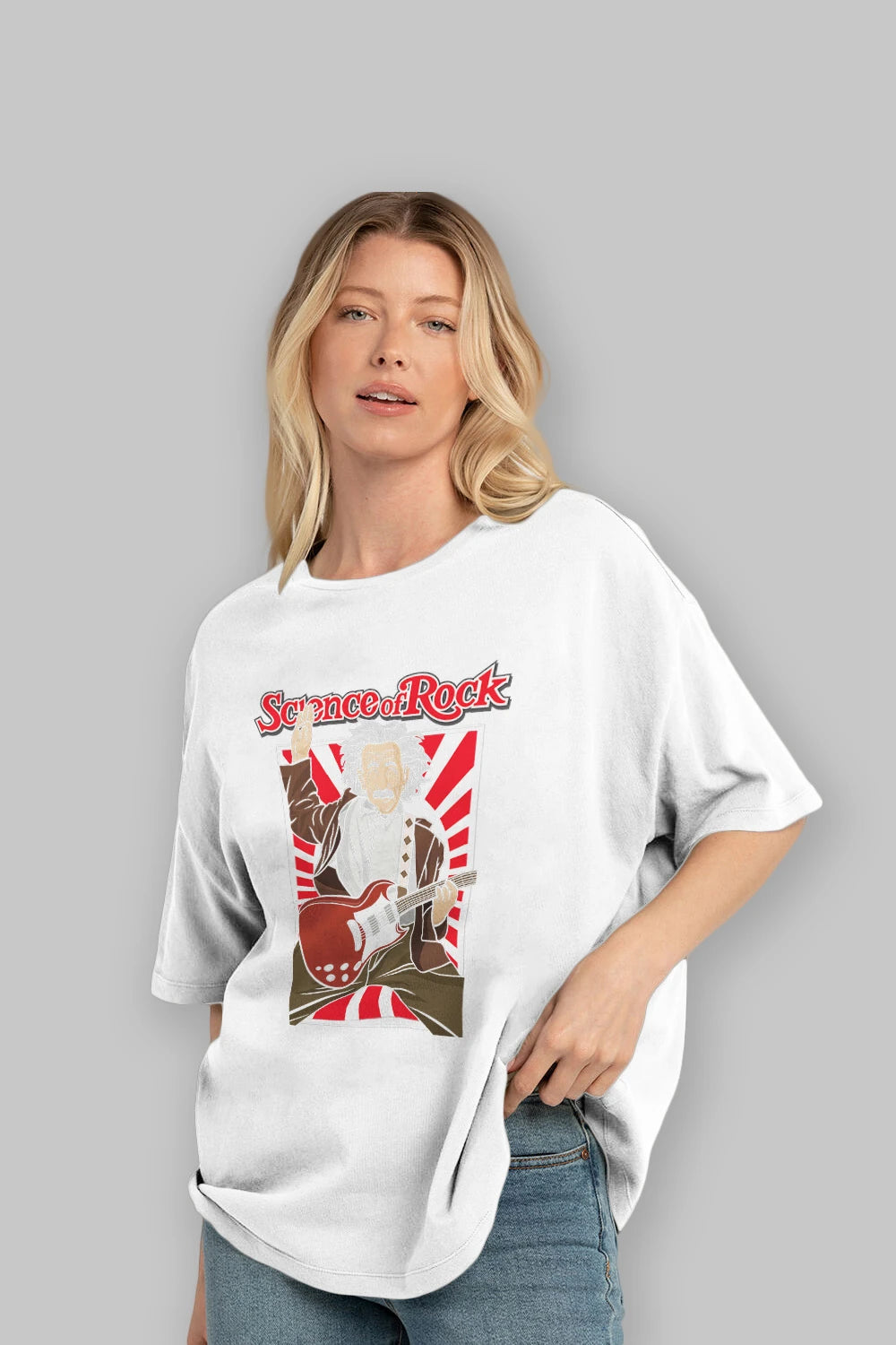 Einstein Science Of Rock Ön Baskılı Oversize t-shirt Erkek Kadın Unisex %100 Pamuk tişort