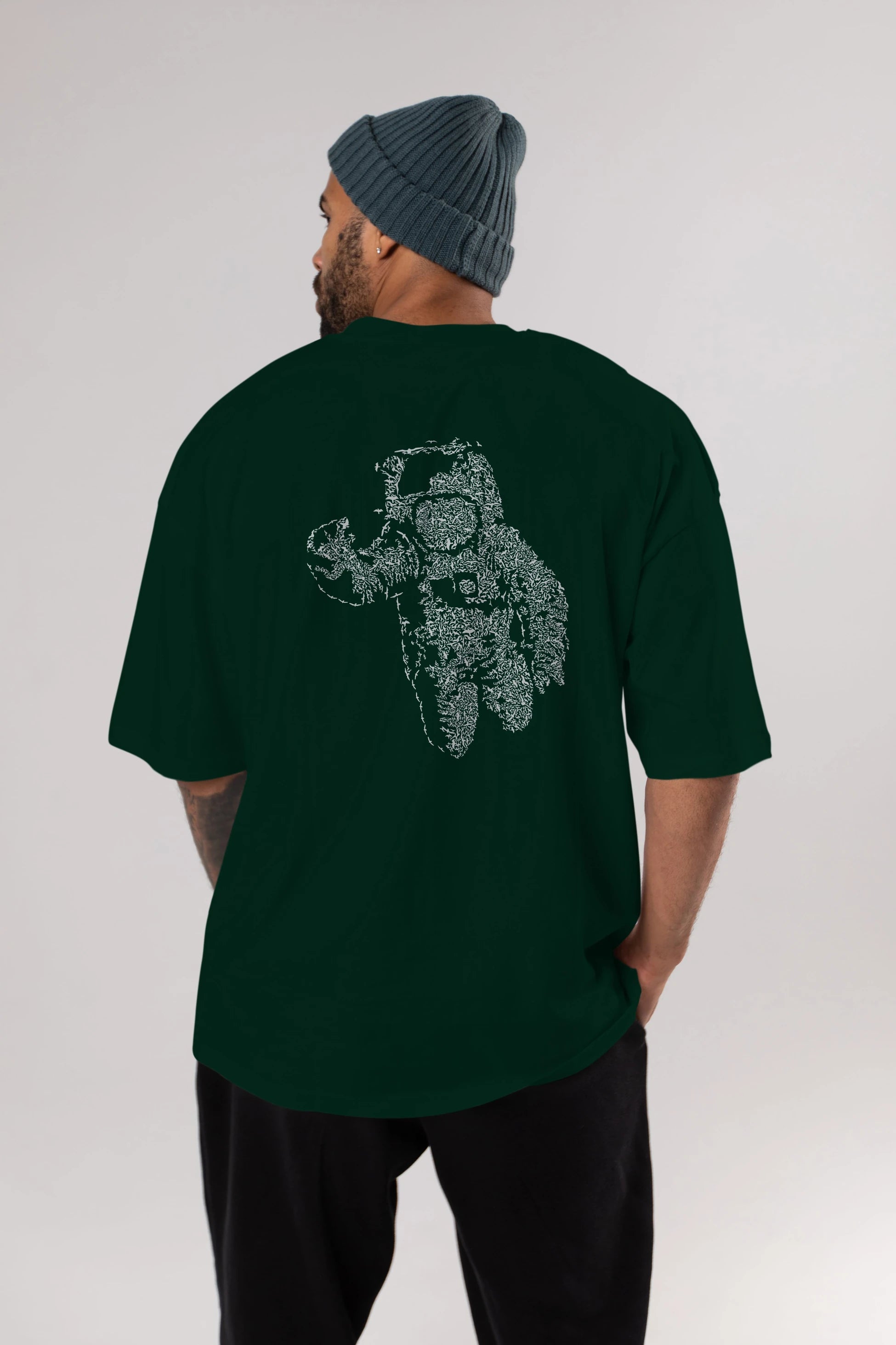 Flying Astronaut Arka Baskılı Oversize t-shirt %100 pamuk Erkek Kadın Unisex