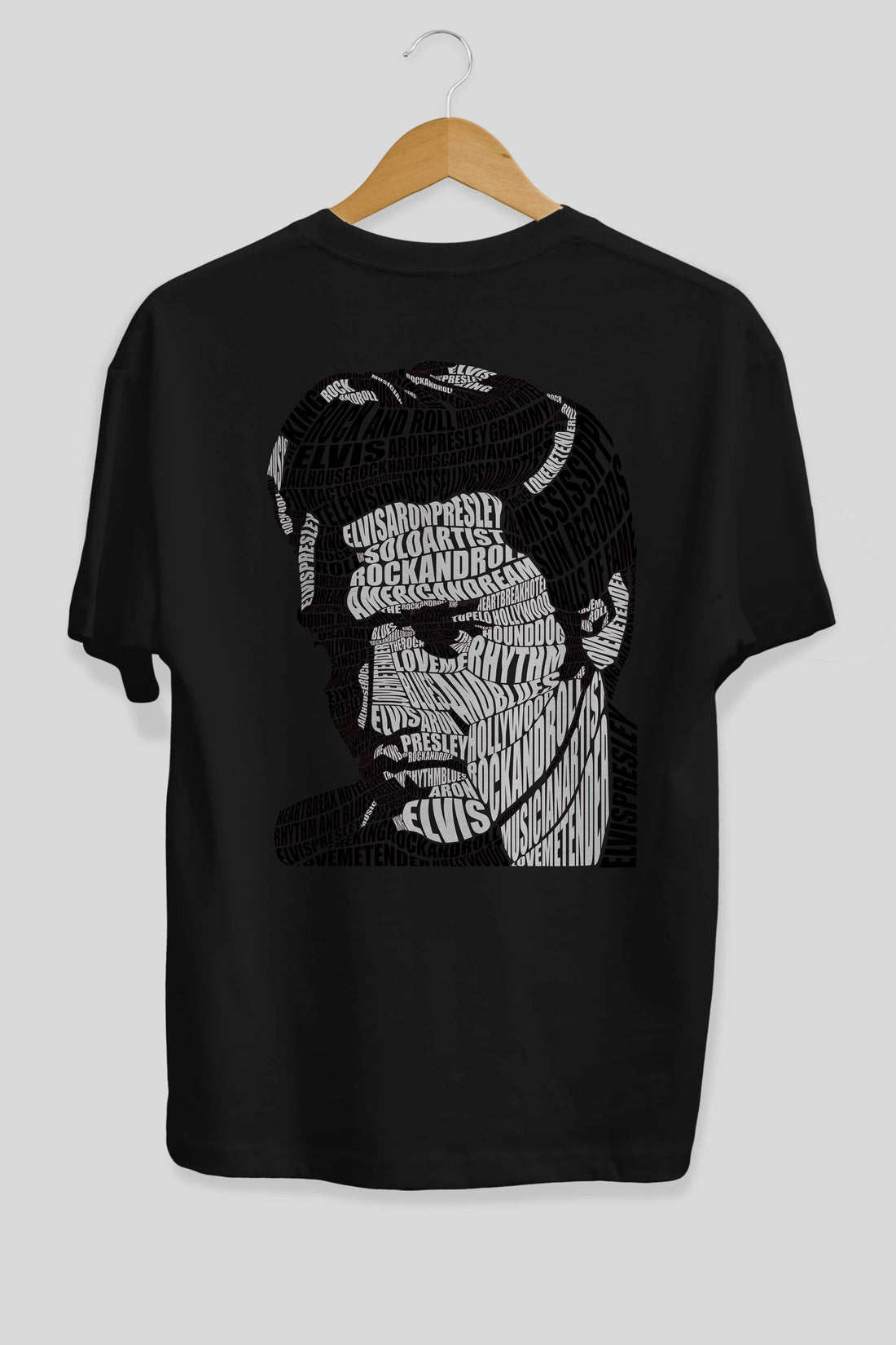 Elvis Presley Calligram Arka Baskılı Oversize t-shirt %100 pamuk Erkek Kadın Unisex