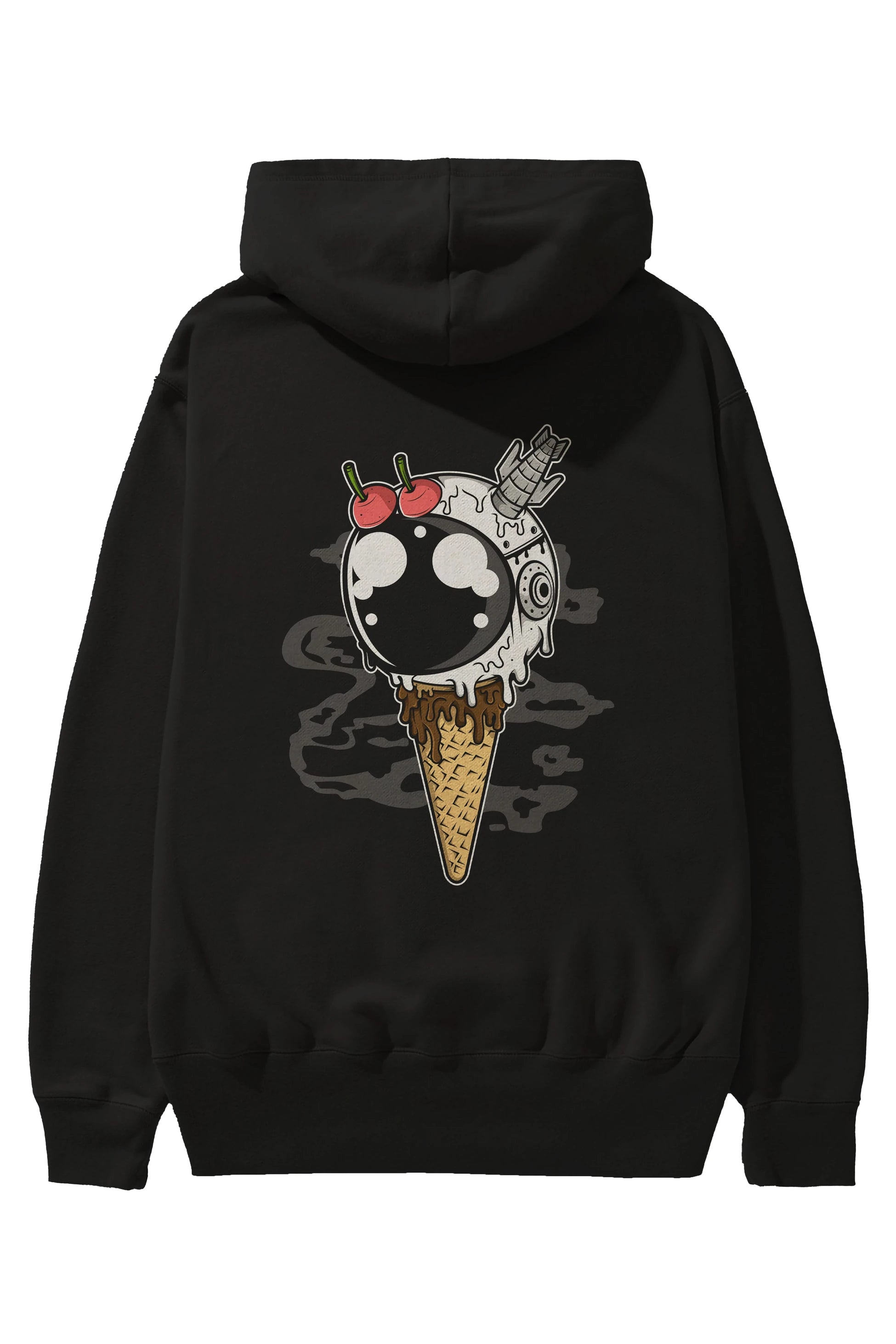 Astronaut Ice Cream Arka Baskılı Hoodie Oversize Kapüşonlu Sweatshirt Erkek Kadın Unisex