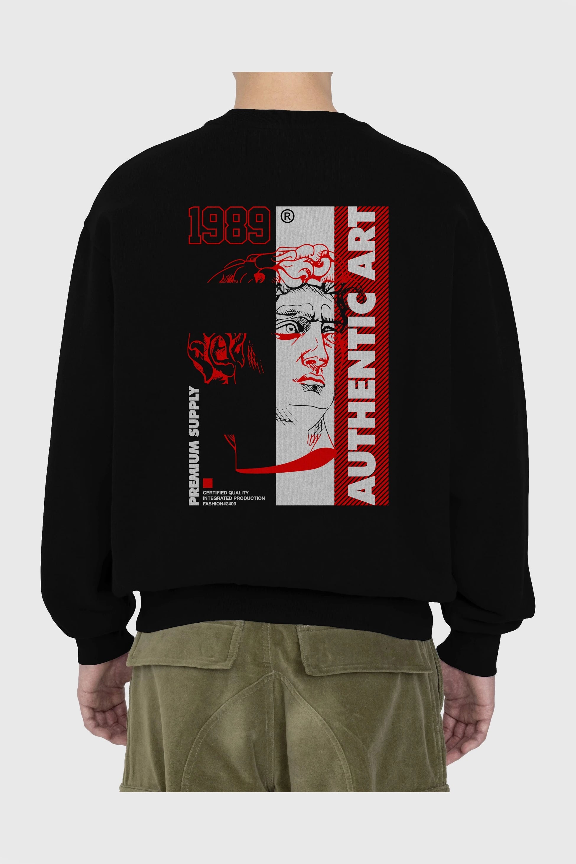 Authentic Art Arka Baskılı Oversize Sweatshirt Erkek Kadın Unisex