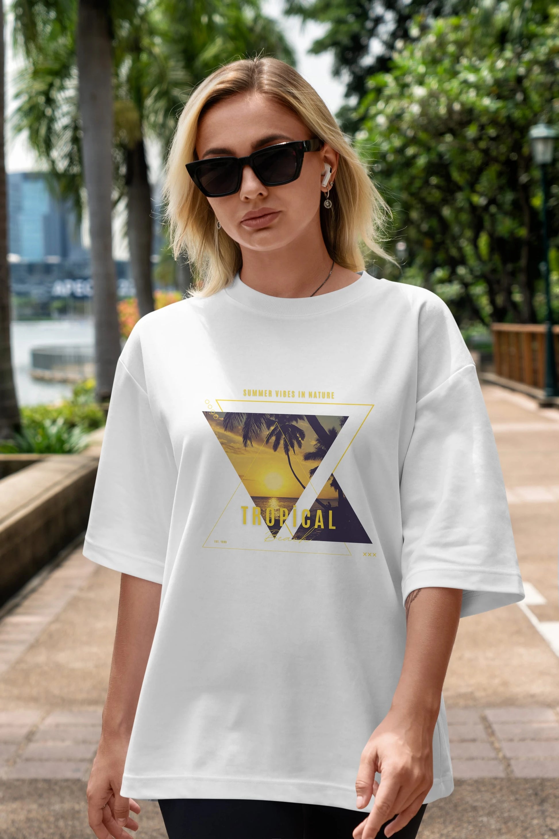 Summer Vibes Yazılı Ön Baskılı Oversize t-shirt Erkek Kadın Unisex