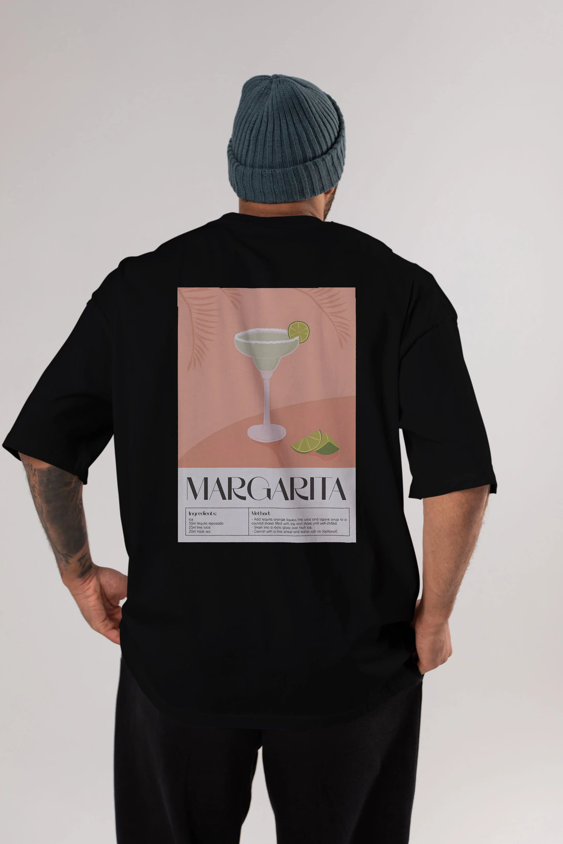 Margarita 5 Arka Baskılı Oversize t-shirt Erkek Kadın Unisex %100 Pamuk Bisiklet Yaka tişort