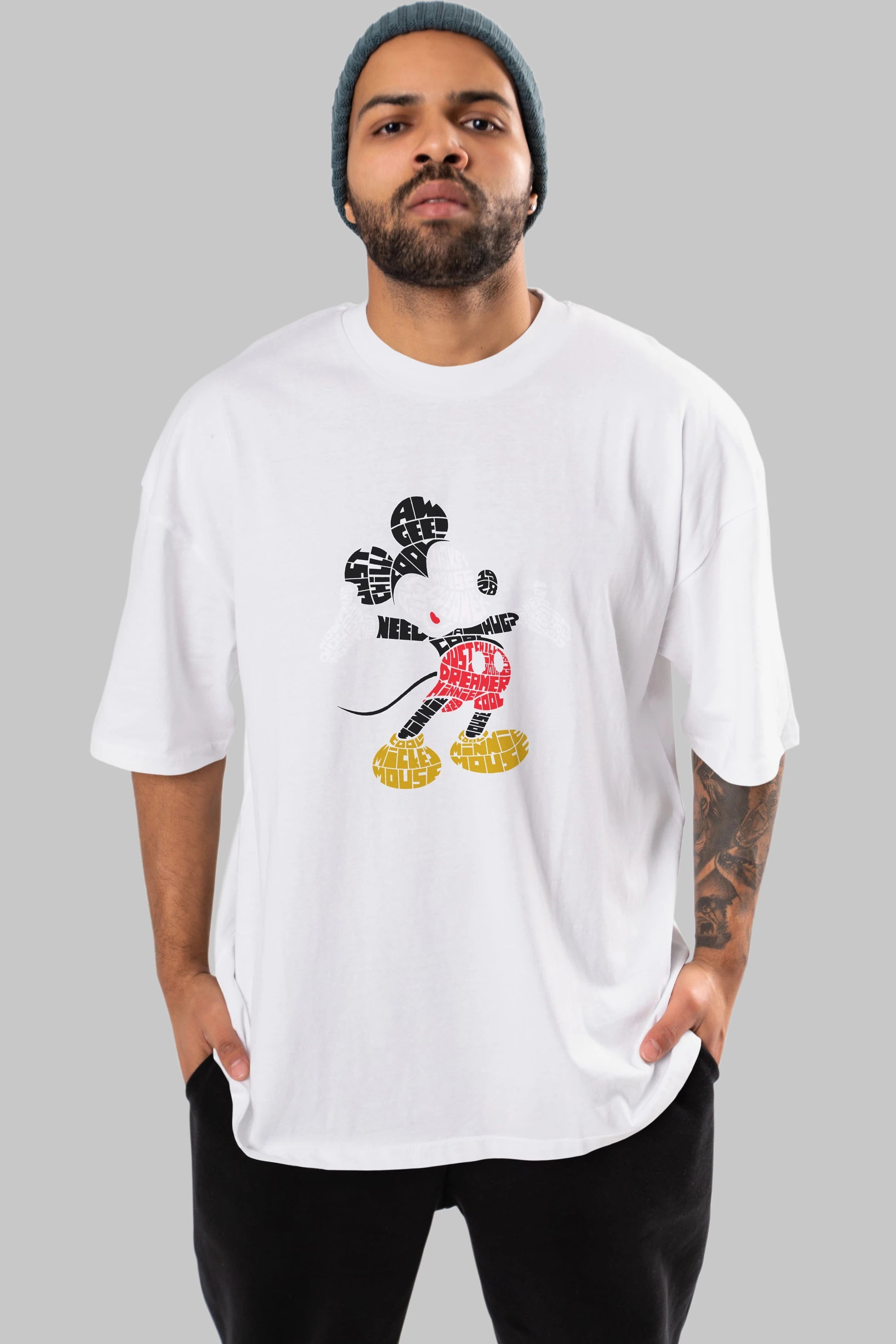 Mickey Ön Baskılı Oversize t-shirt %100 pamuk Erkek Kadın Unisex