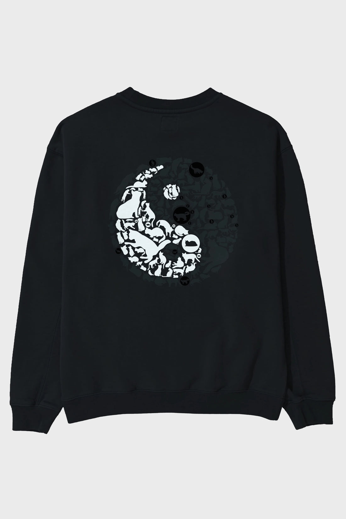 YinYang Cats Arka Baskılı Oversize Sweatshirt Erkek Kadın Unisex