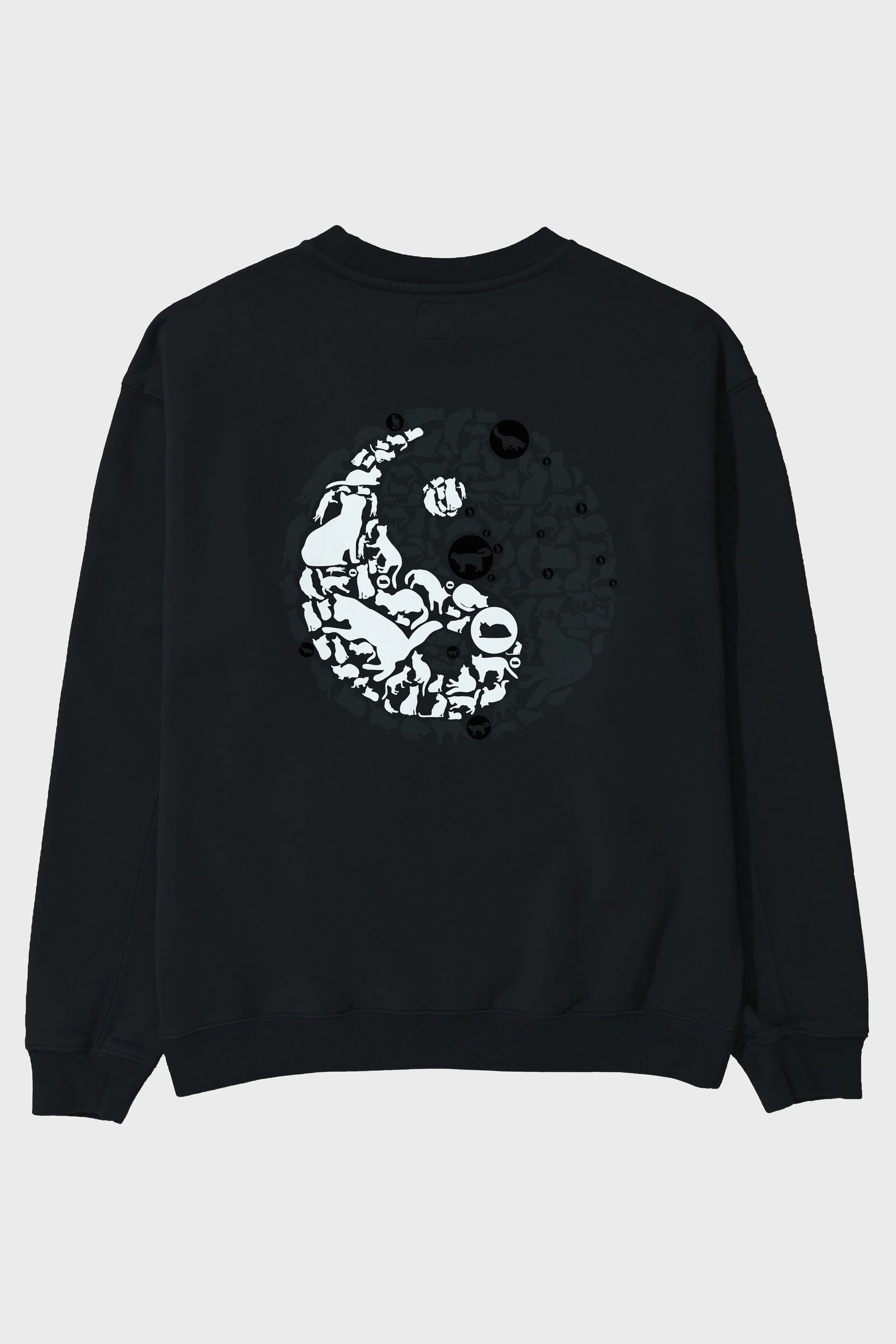 YinYang Cats Arka Baskılı Oversize Sweatshirt Erkek Kadın Unisex