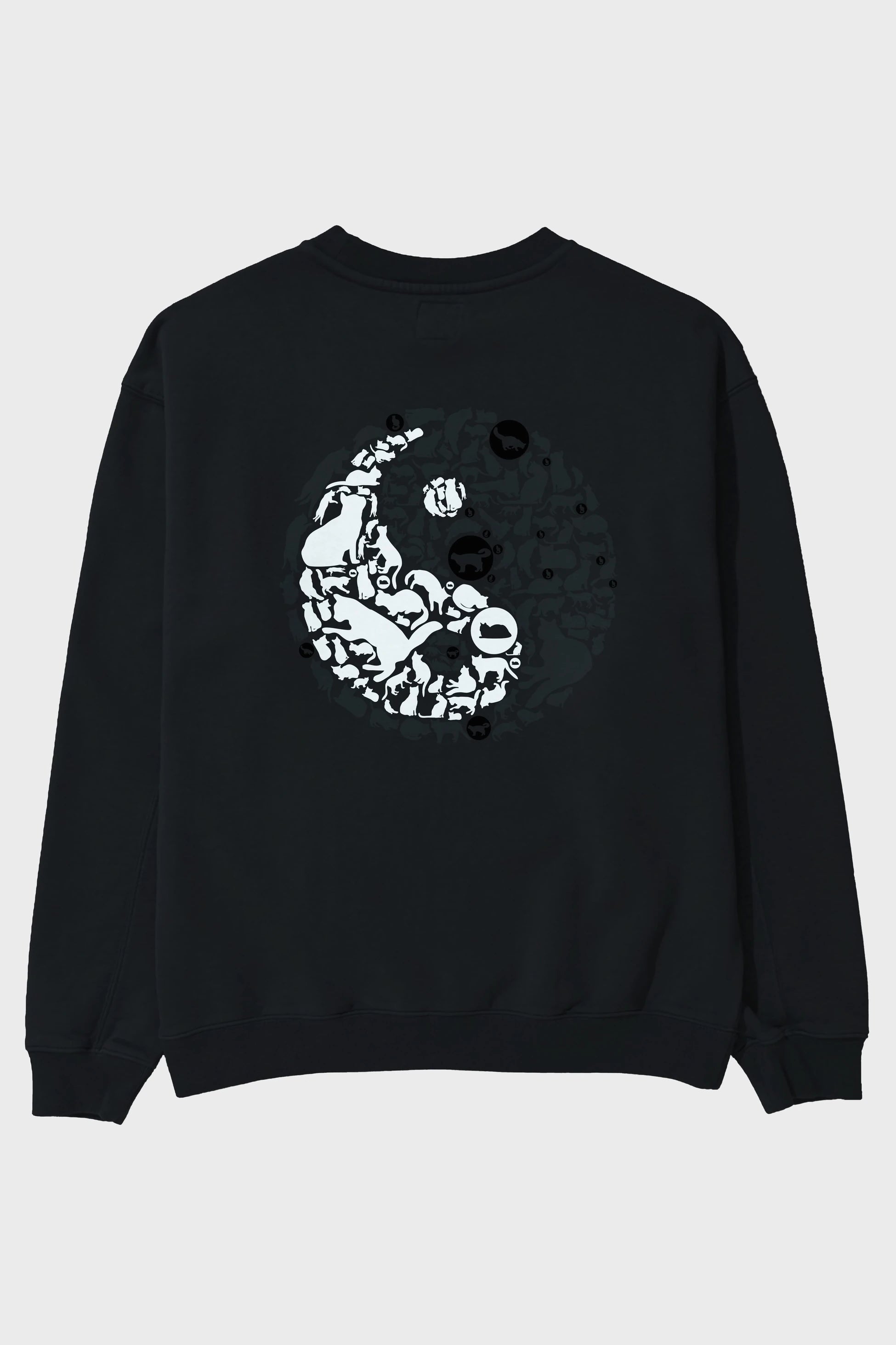 YinYang Cats Arka Baskılı Oversize Sweatshirt Erkek Kadın Unisex