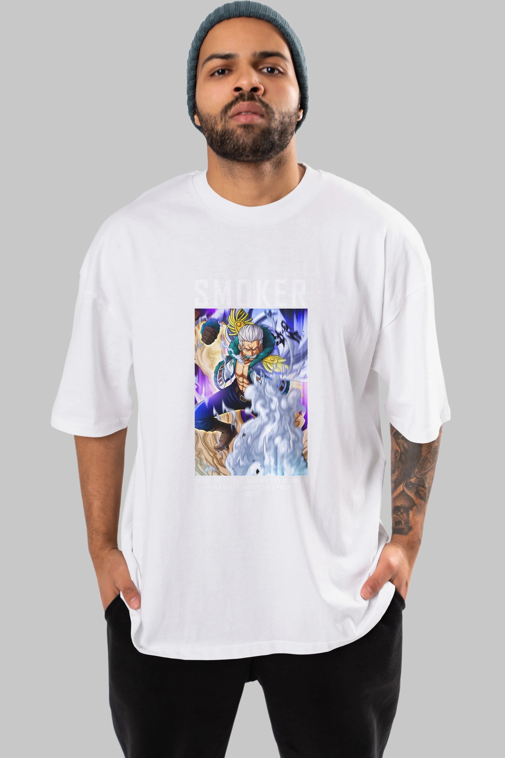 Smoker Anime Ön Baskılı Oversize t-shirt Erkek Kadın Unisex