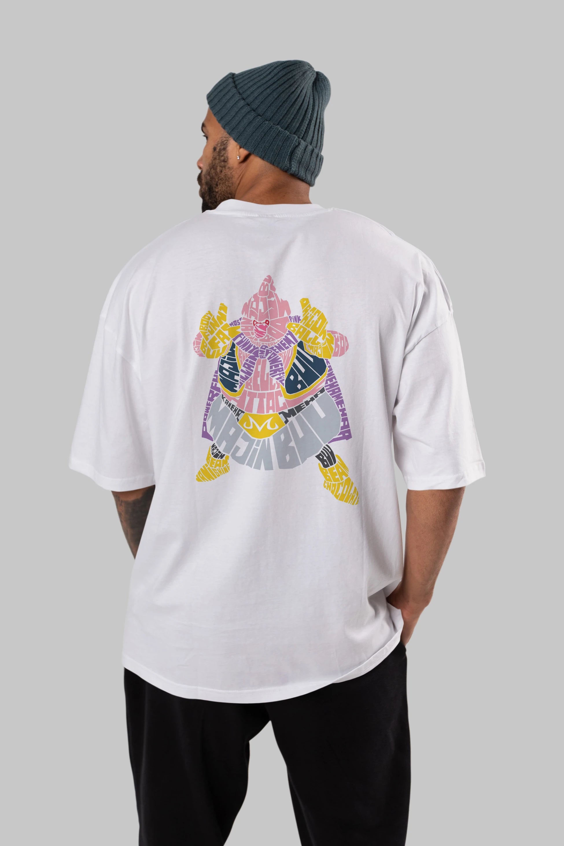 Majin Buu Arka Baskılı Oversize t-shirt %100 pamuk Erkek Kadın Unisex