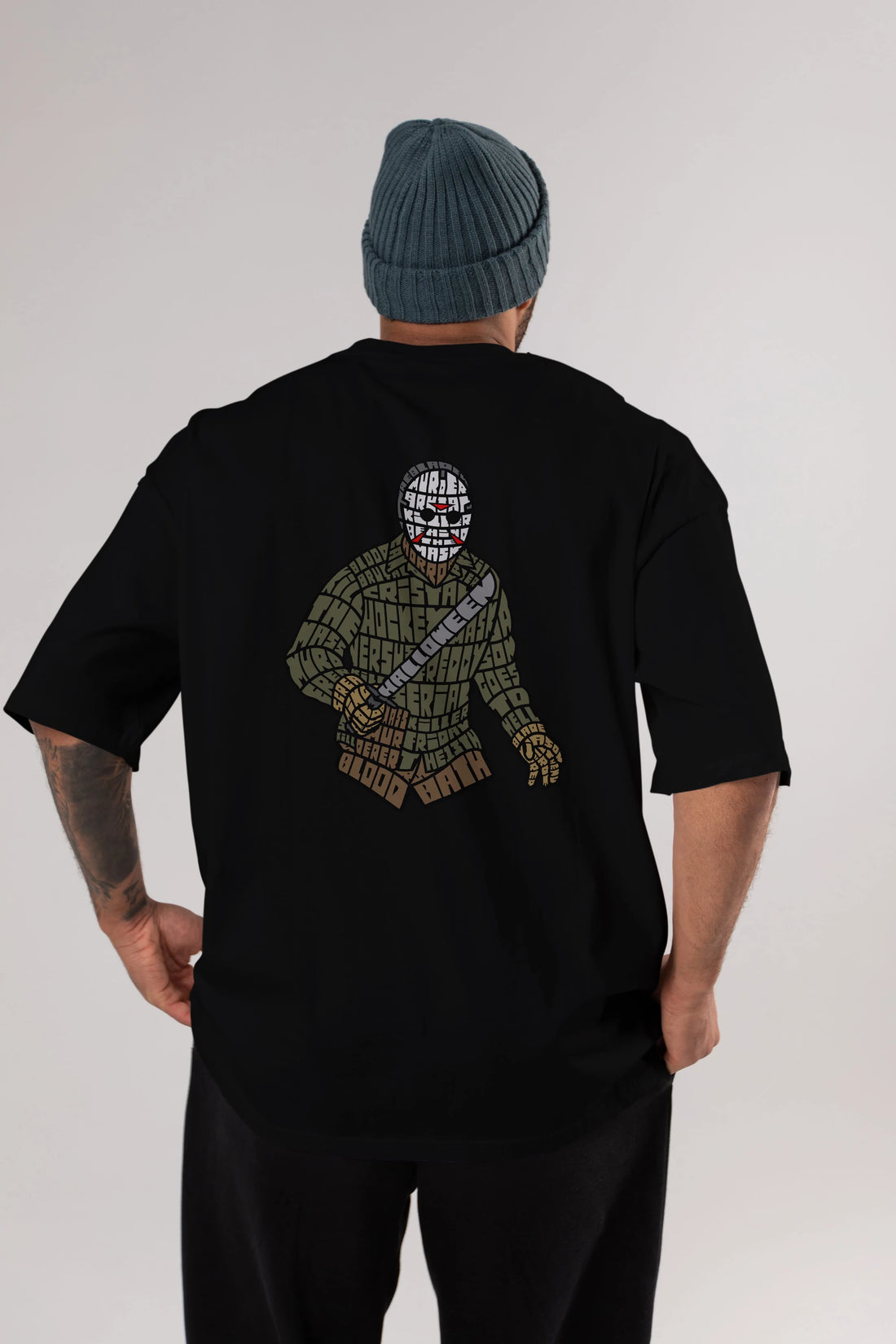 Jason Arka Baskılı Oversize t-shirt %100 pamuk Erkek Kadın Unisex