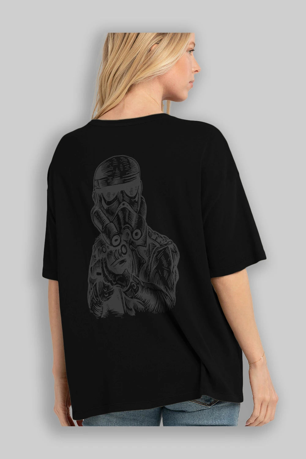 Punktrooper Arka Baskılı Oversize t-shirt Erkek Kadın Unisex %100 Pamuk