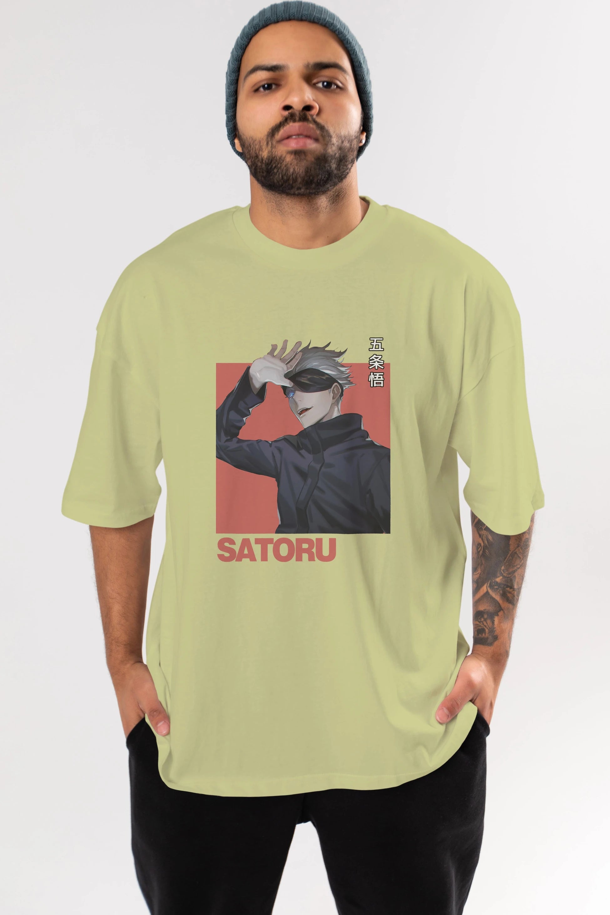 SATORU GOJO 2 Anime Ön Baskılı Oversize t-shirt %100 pamuk Erkek Kadın Unisex