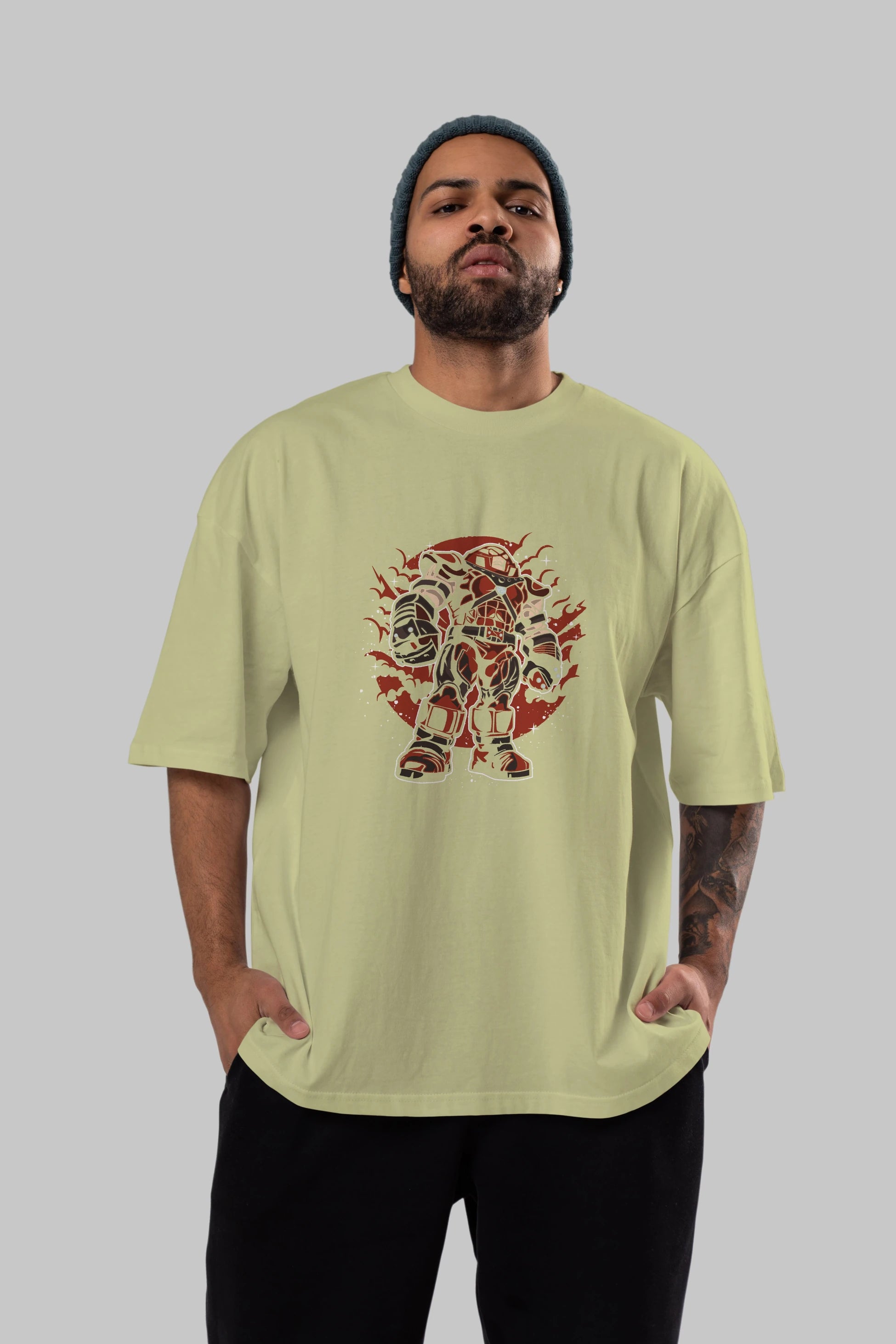 JUGERNAUT Ön Baskılı Oversize t-shirt Erkek Kadın Unisex %100 Pamuk tişort