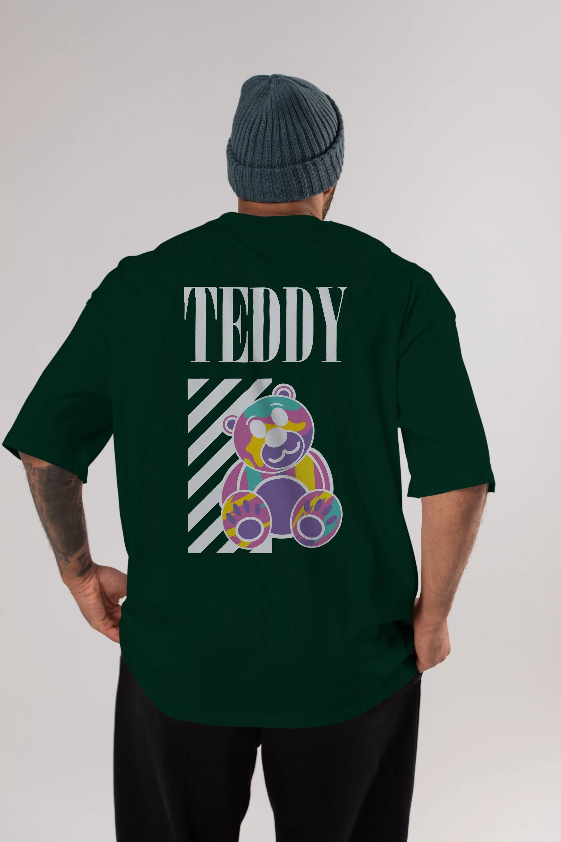 Teddy Bear 2 Arka Baskılı Oversize t-shirt Erkek Kadın Unisex