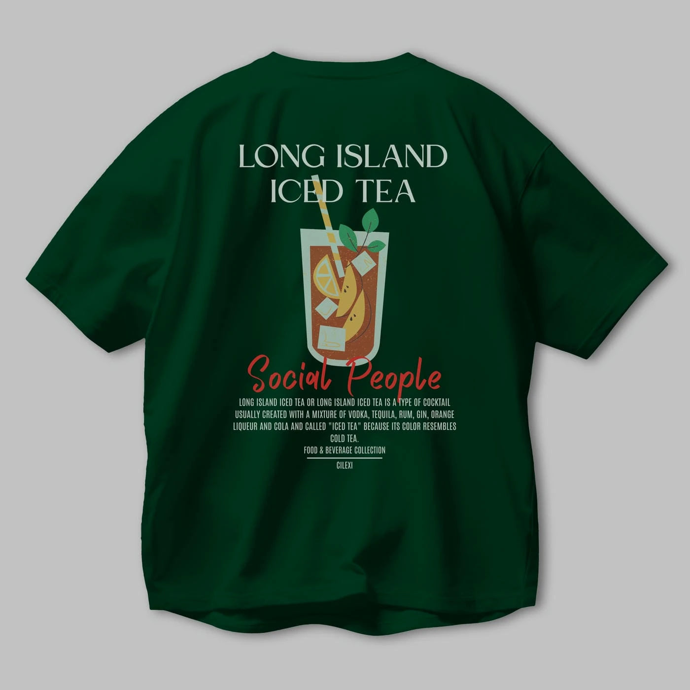Long Island ıced tea Kokteyl Serisi Baskılı Oversize t-shirt Erkek Kadın Unisex %100 Pamuk Bisiklet Yaka tişort