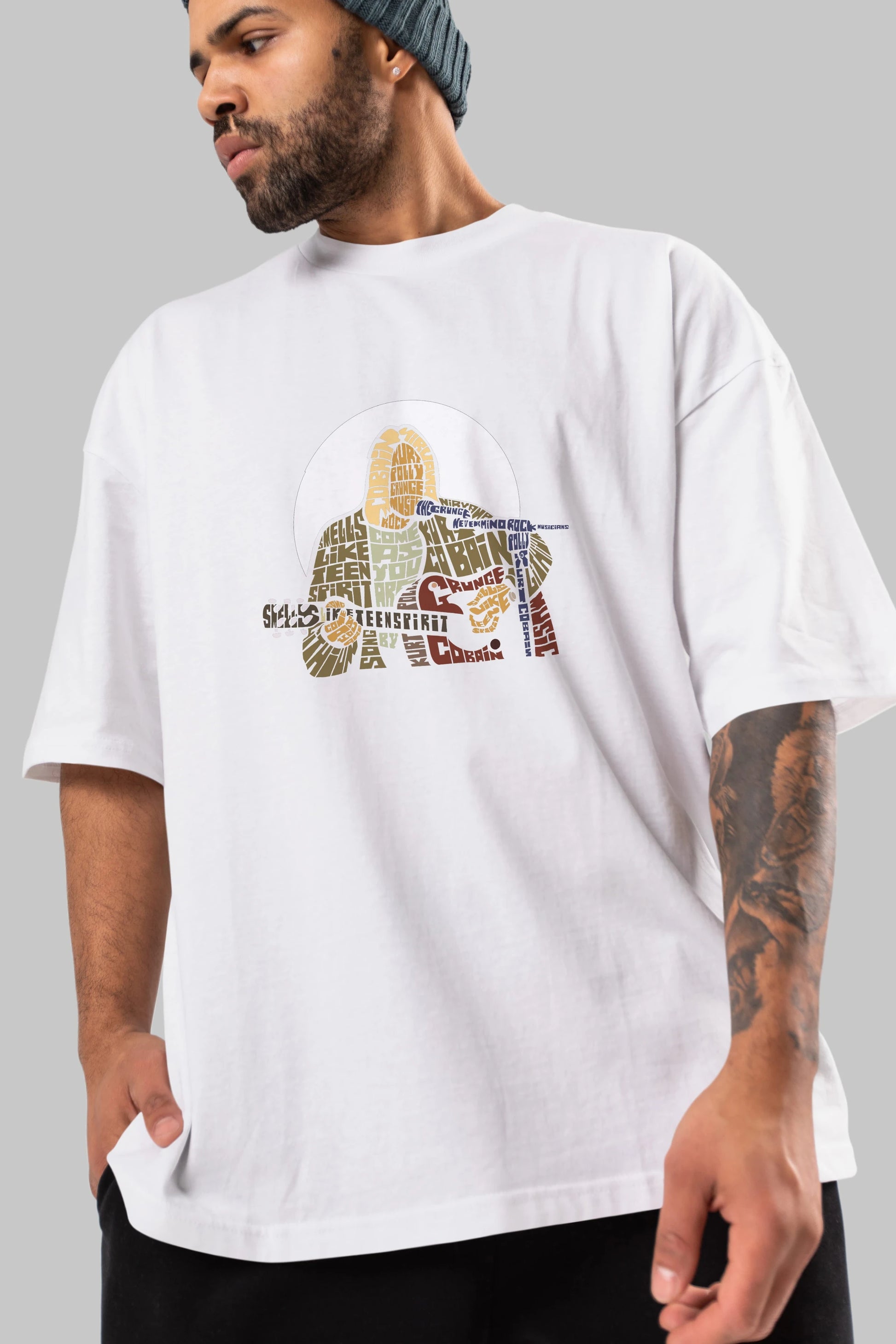 Kurt Cobain Ön Baskılı Oversize t-shirt %100 pamuk Erkek Kadın Unisex