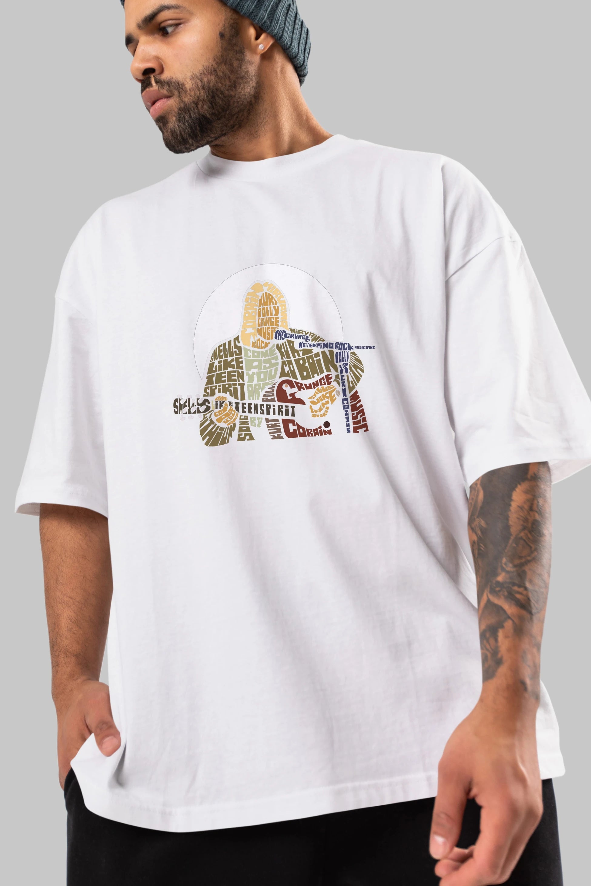 Kurt Cobain Ön Baskılı Oversize t-shirt %100 pamuk Erkek Kadın Unisex