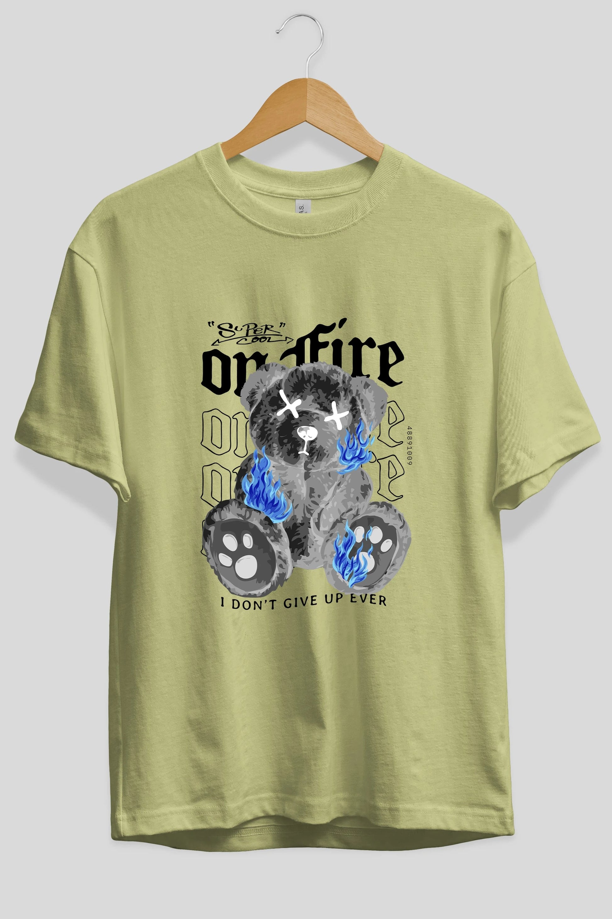 Teddy Bear On Fire Ön Baskılı Oversize t-shirt Erkek Kadın Unisex
