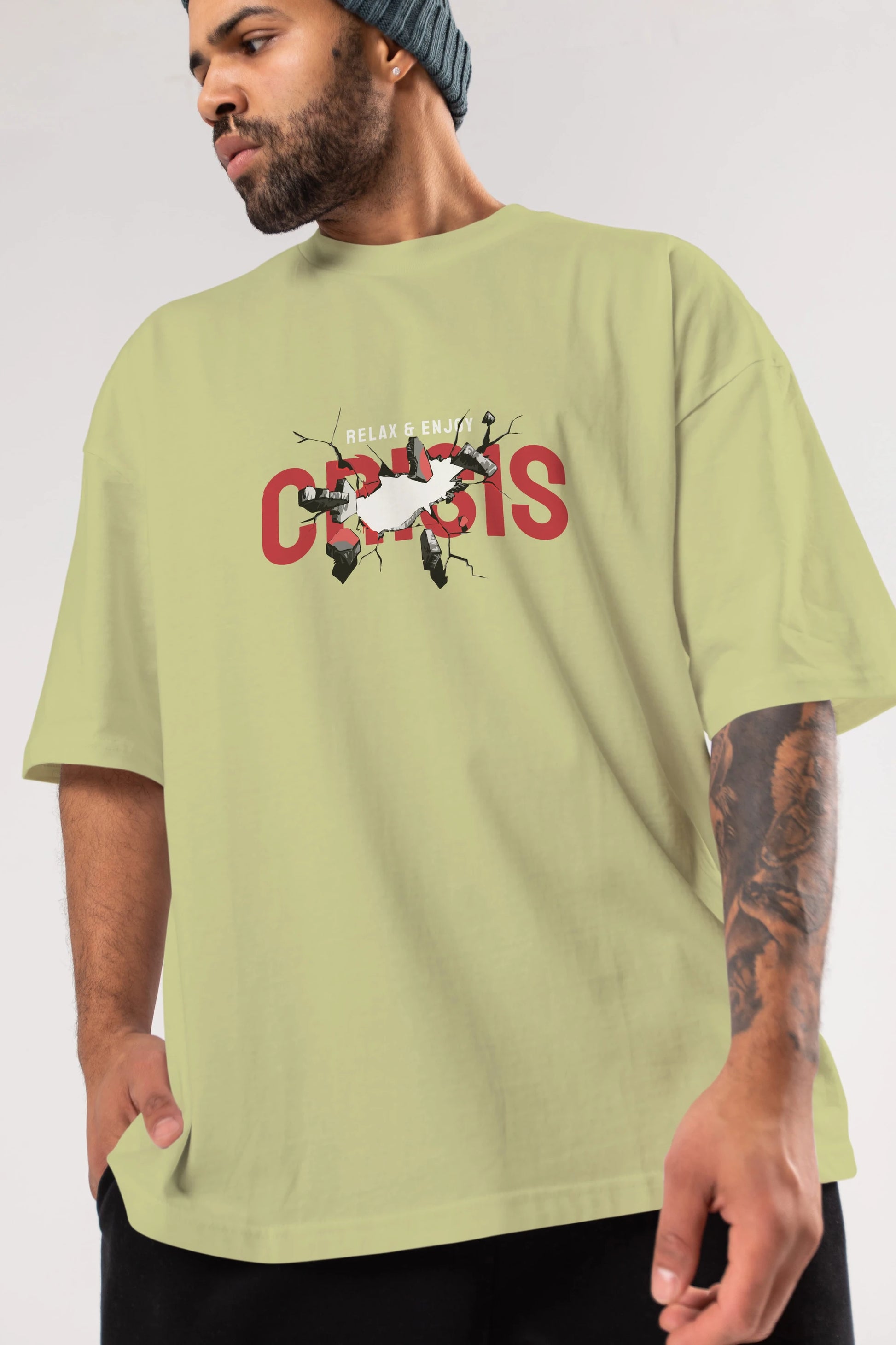 Relax and Enjoy Ön Baskılı Oversize t-shirt Erkek Kadın Unisex